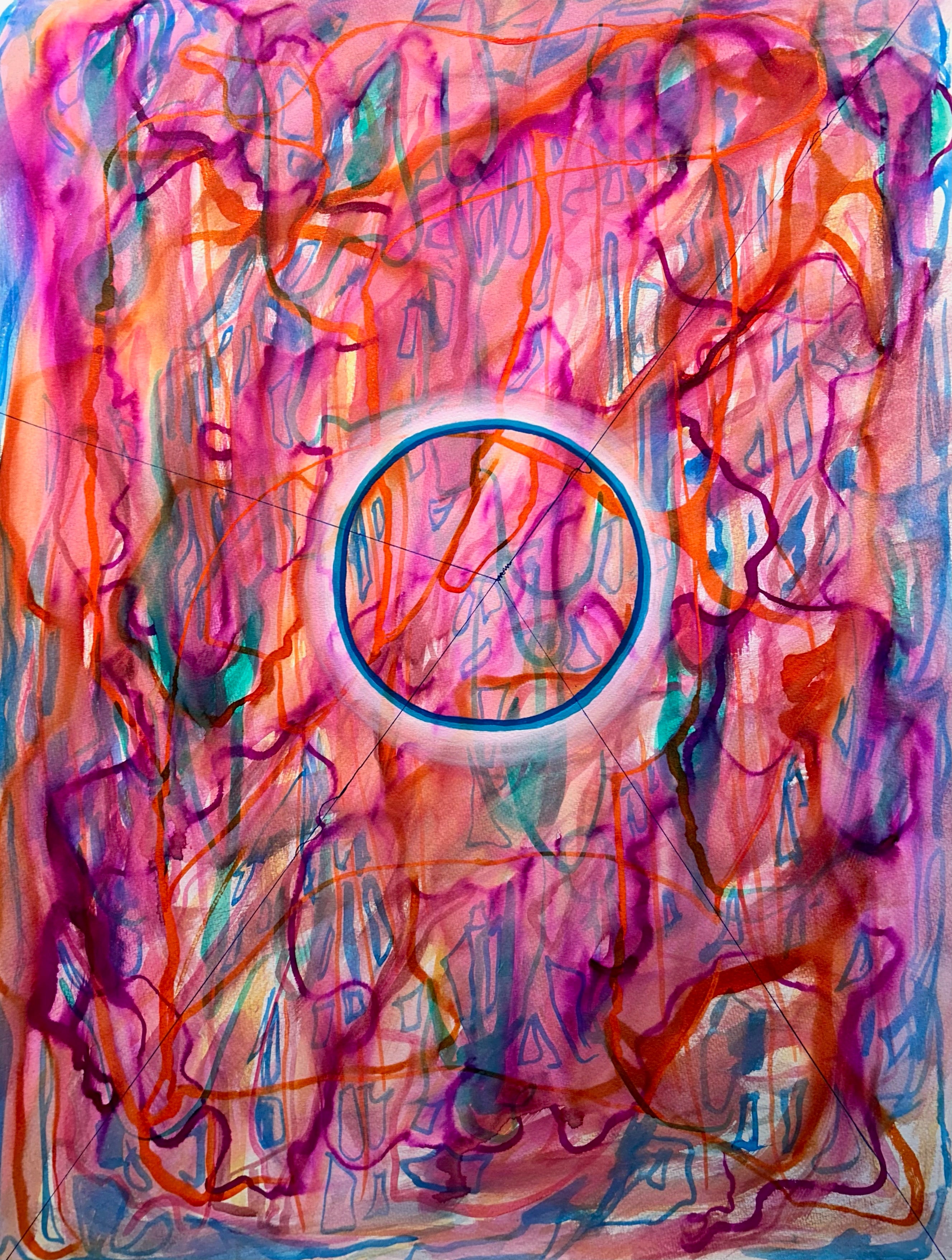 Acrylic Ink 'PORTAL #1' - Watercolor, Acrylic Paint, Calligraphy Ink, and Pen on Paper June McCall