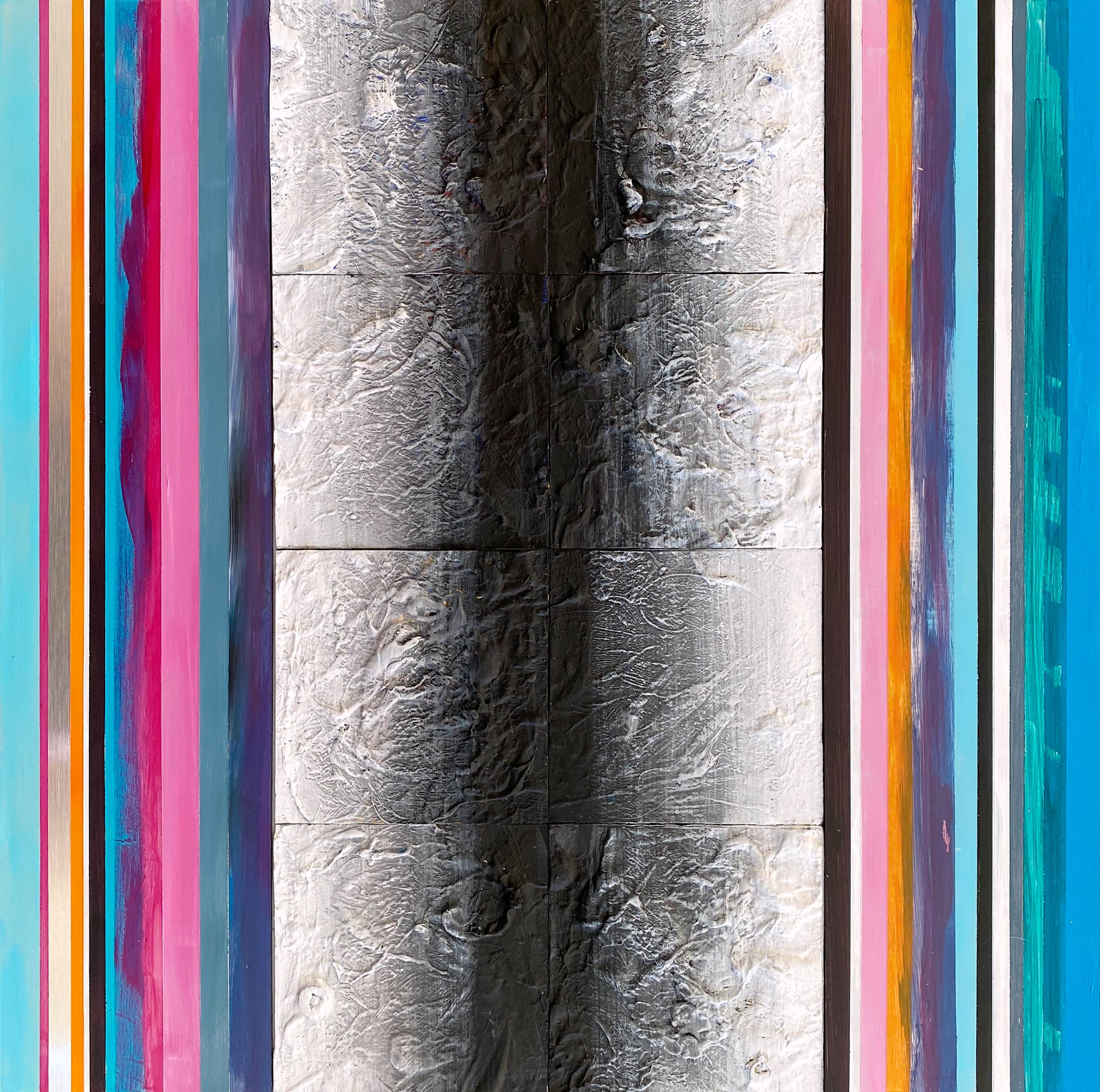 Abstract Acrylic Geometric Painting 'INFINITY 1675' Acrylic Tiles on Wooden Board Brigitte Puschmann