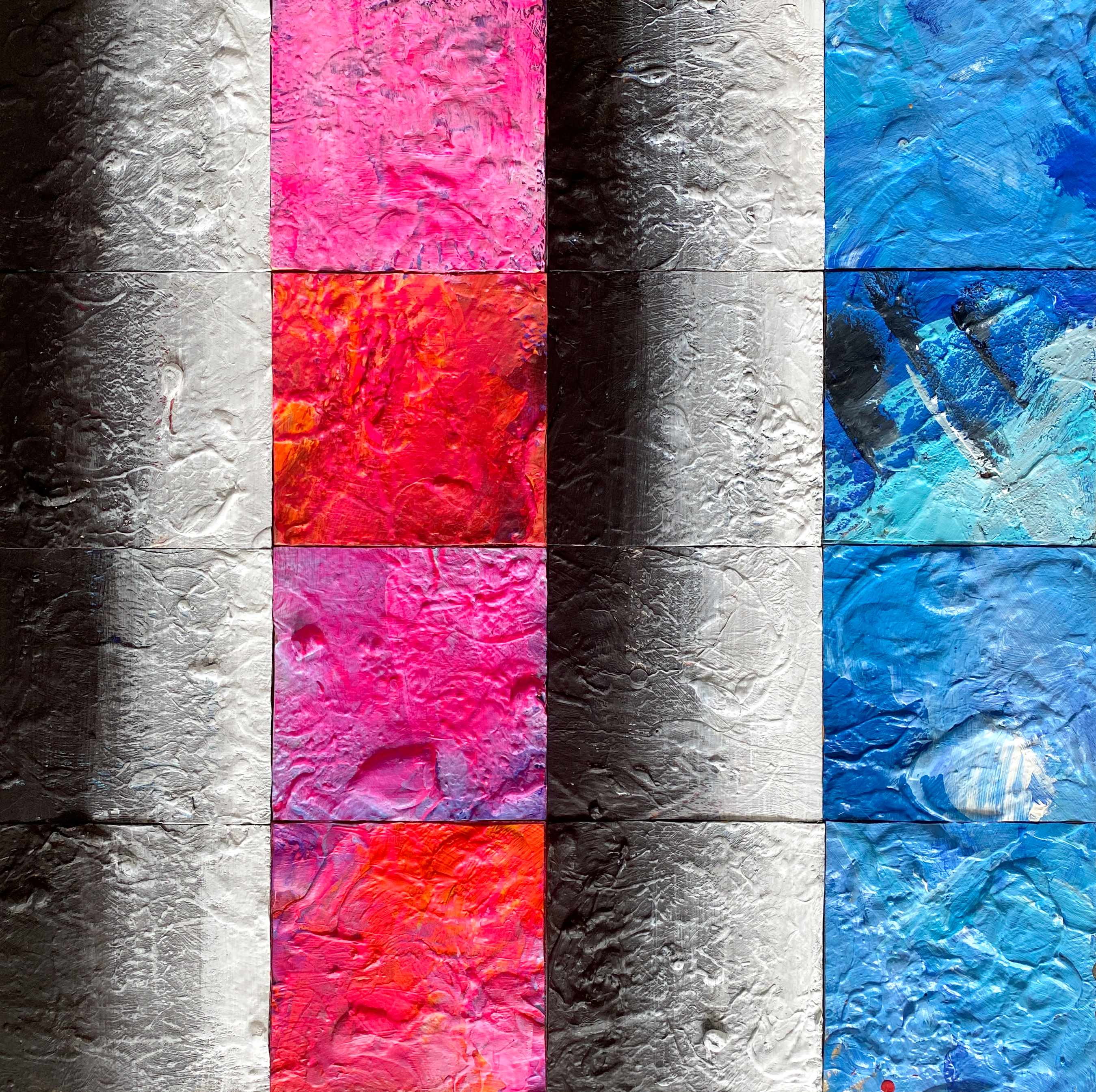 Abstract Acrylic Geometric Painting 'INFINITY 4309' Acrylic Tiles on Wooden Board Brigitte Puschmann