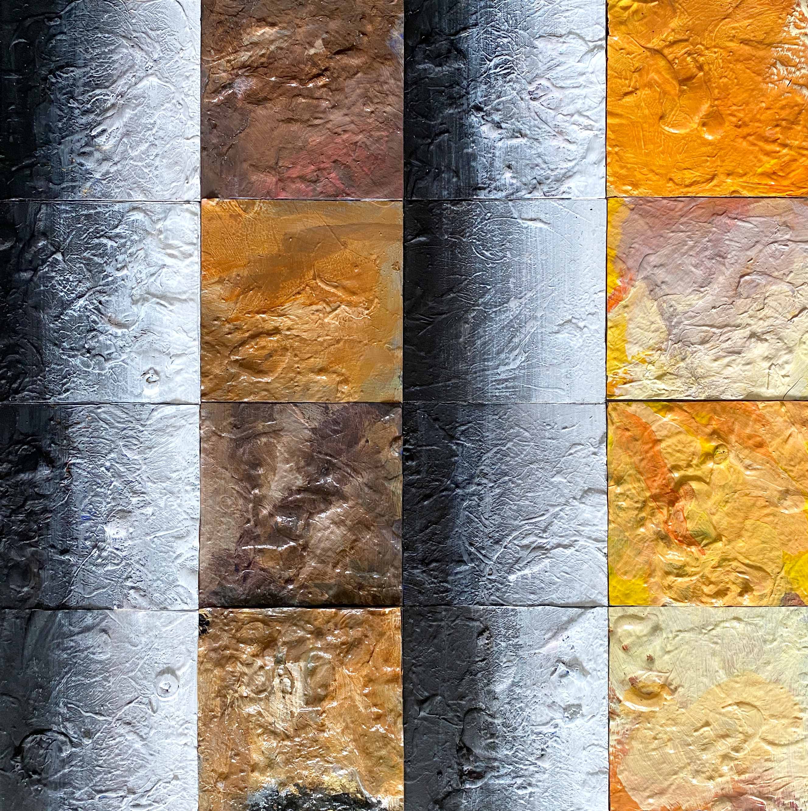 Abstract Acrylic Geometric Painting 'INFINITY 8845' Acrylic Tiles on Wooden Board Brigitte Puschmann