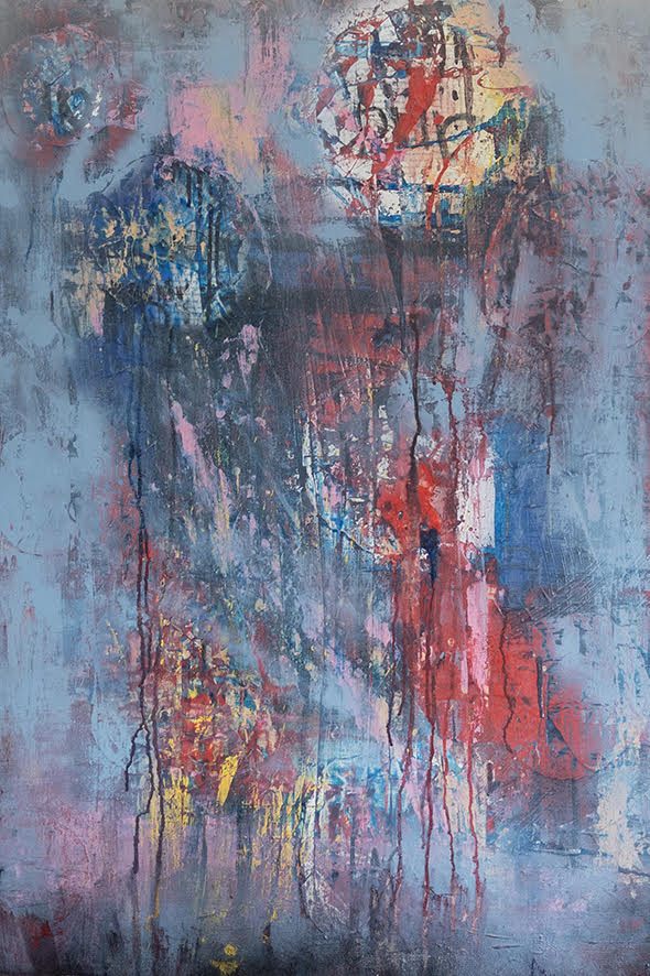Abstract Acrylic Contemporary Painting 'INTRUSIVE THOUGHT BUBBLES' - Mixed Media on Canvas Eddie McClure
