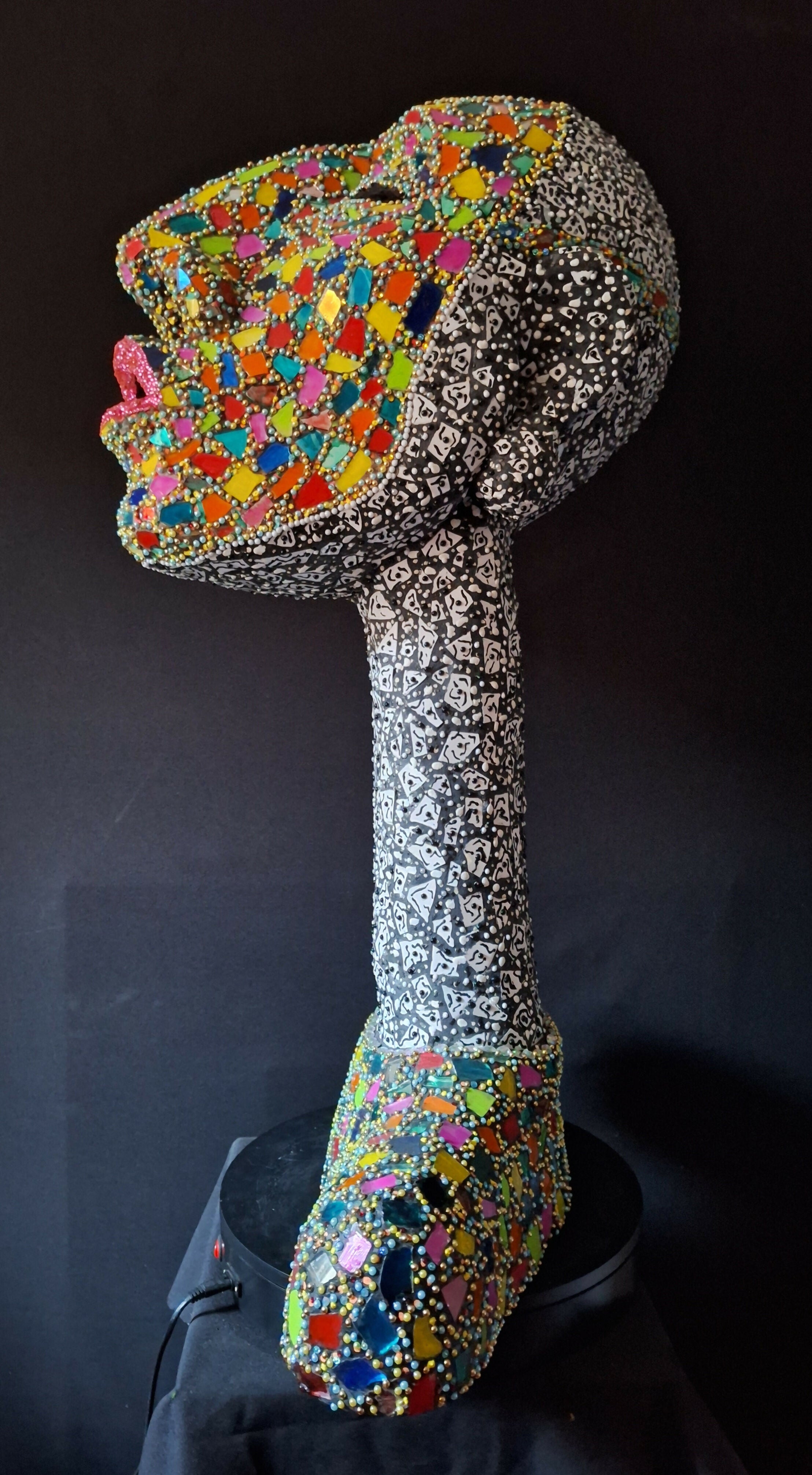 Contemporary Expressionist Figurative Mixed Media Mosaic " SINGING FOR WOLFIE " Andru Fijalkowski