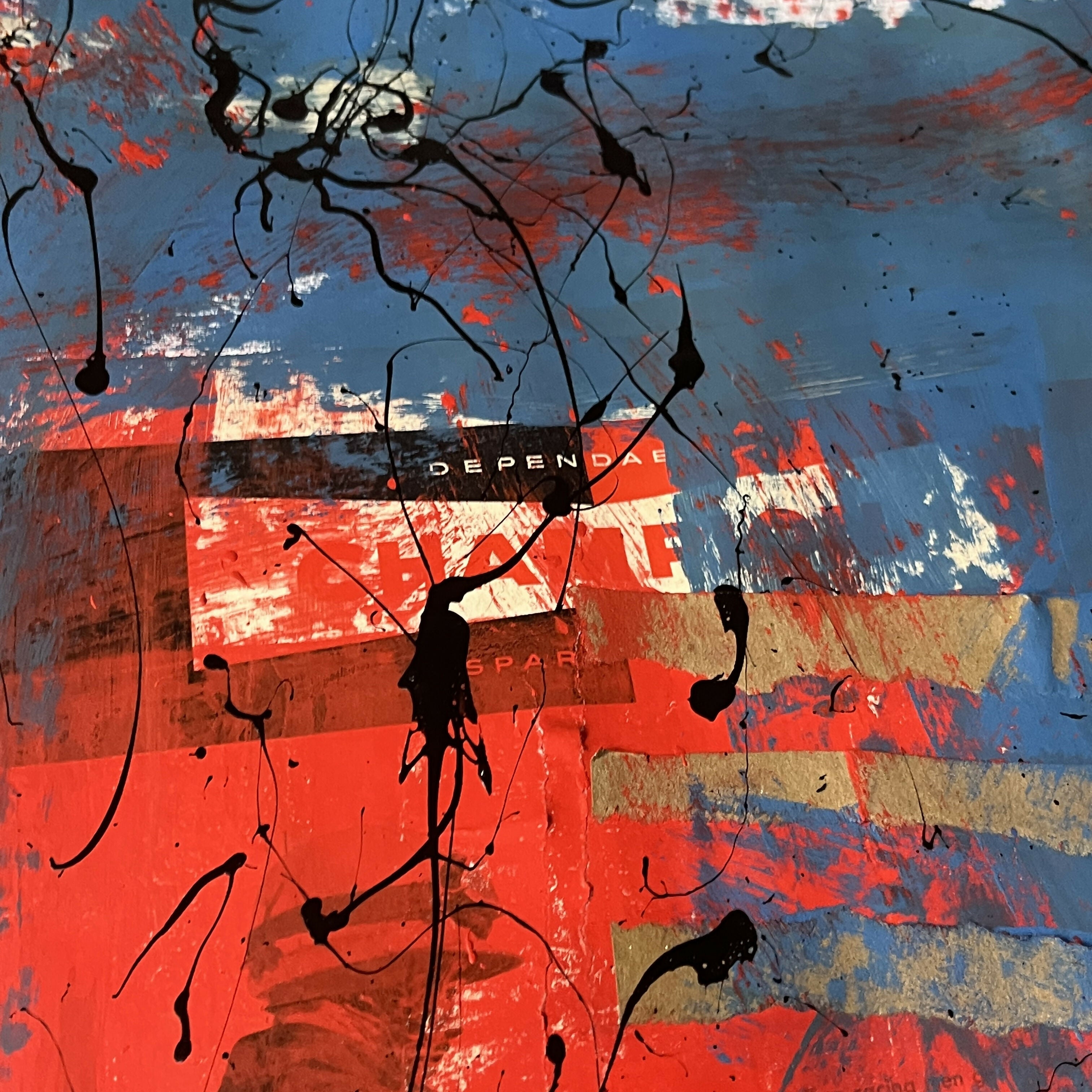 Abstract Collage Contemporary Mixed Media Painting Original Mixed Media Abstract Art Painting 18x24 “Challenge" Sam Lewis