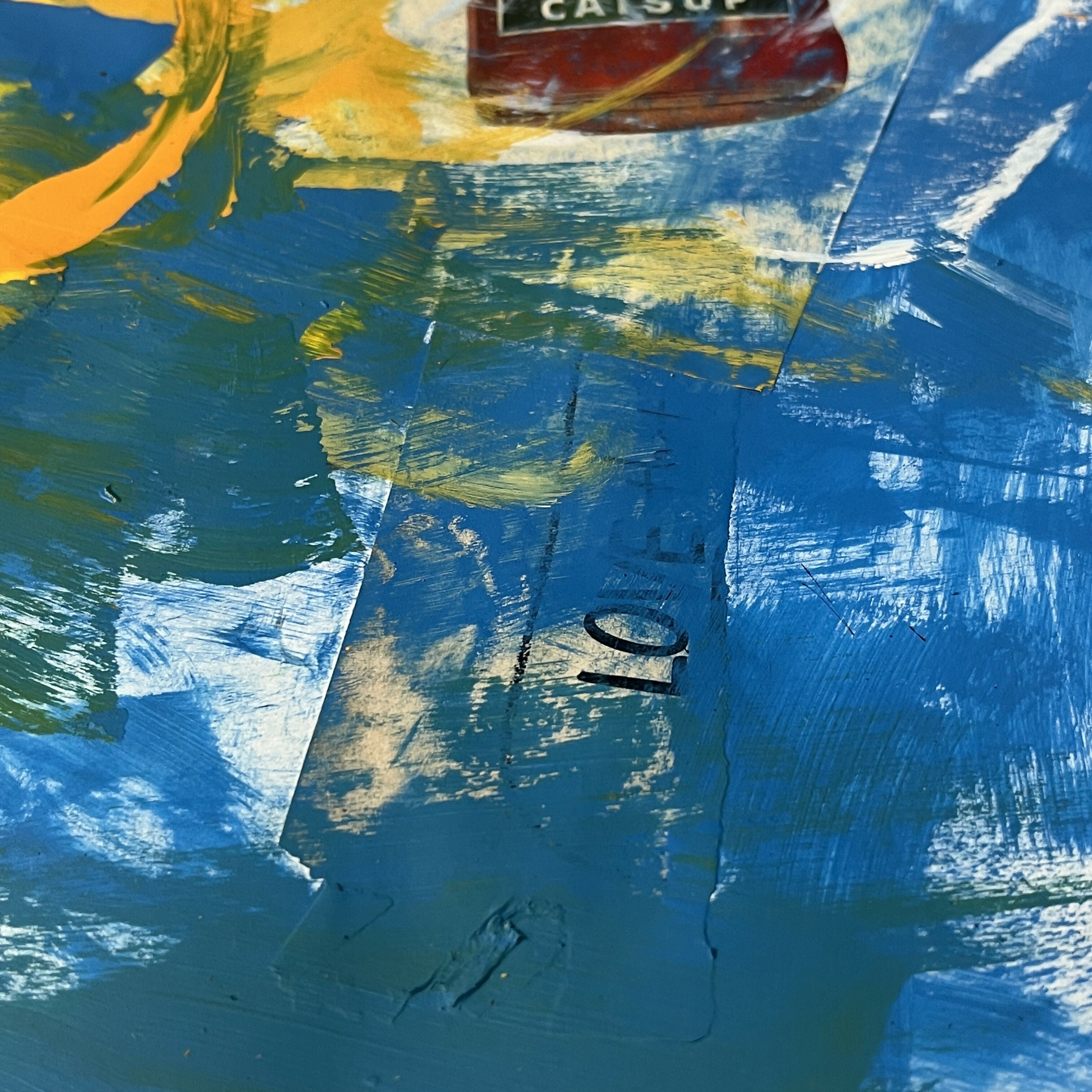 Abstract Collage Contemporary Mixed Media Painting Hunt's Catsup - Original Mixed Media Abstract Art Painting 18x24 Sam Lewis