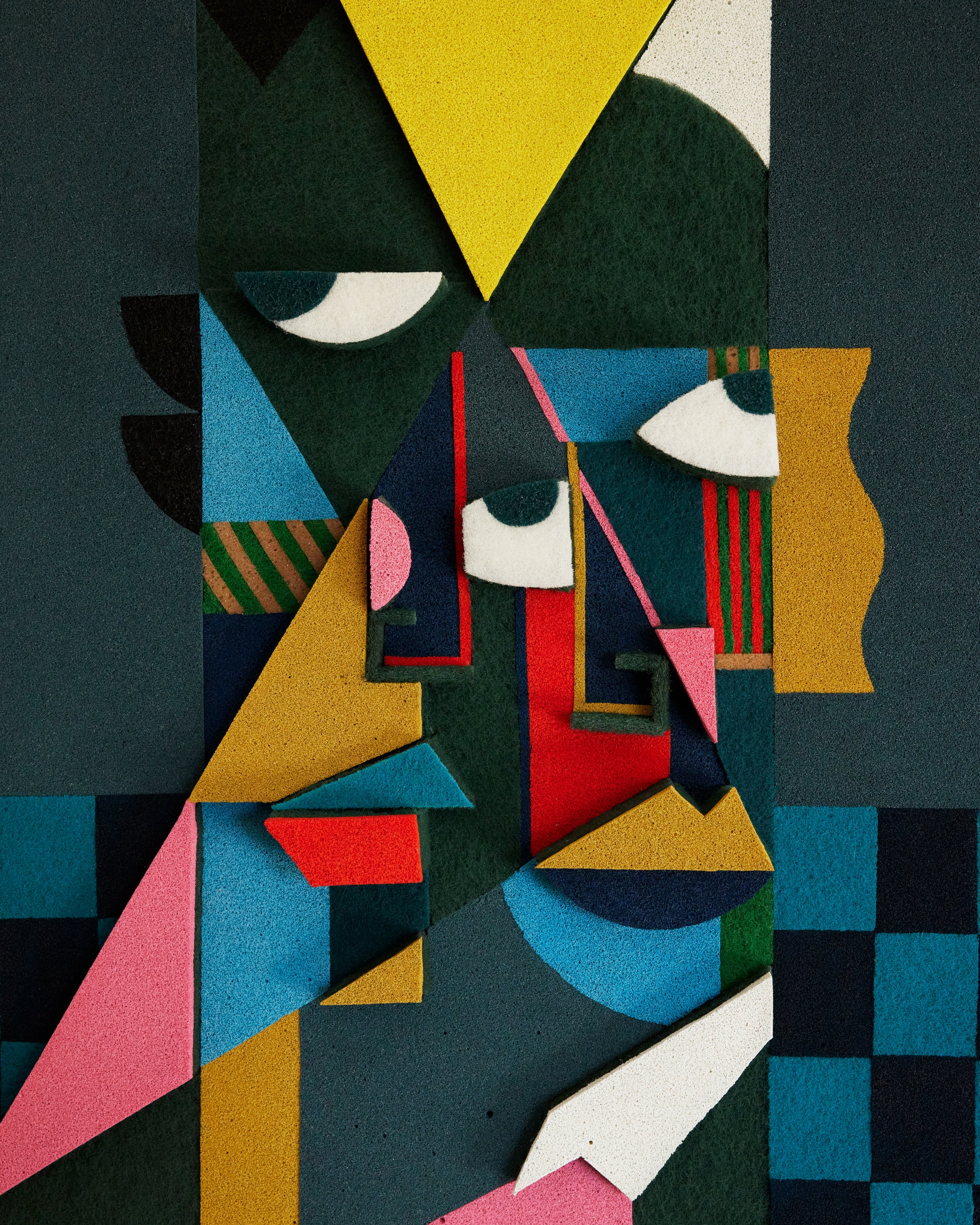 Abstract Geometric 'BONNIE AND CLYDE' - Mixed-media sculpture Eni Pullumbi