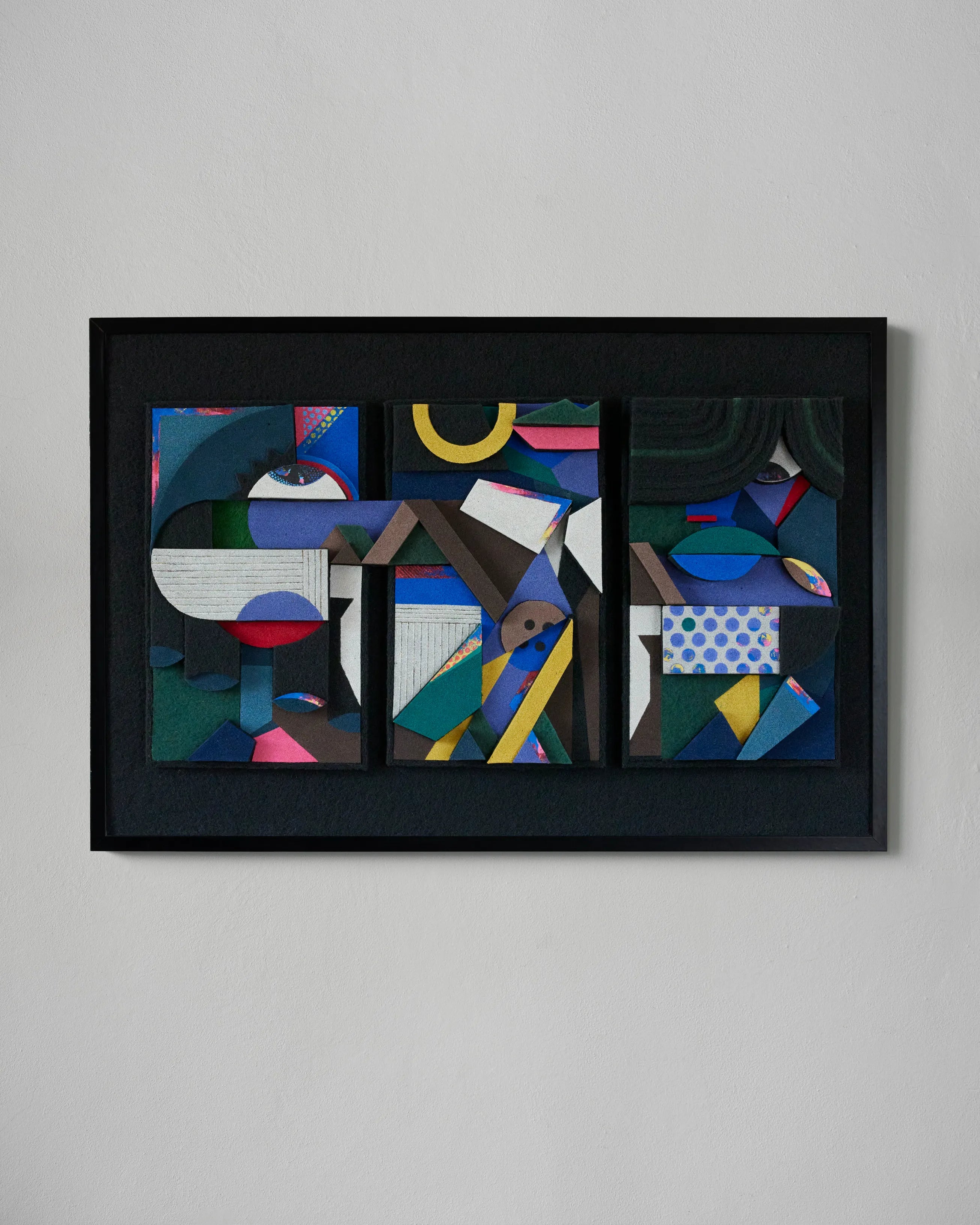 Abstract Acrylic Geometric Mixed Media 'TRIO' - Mixed Media Sculpture Eni Pullumbi