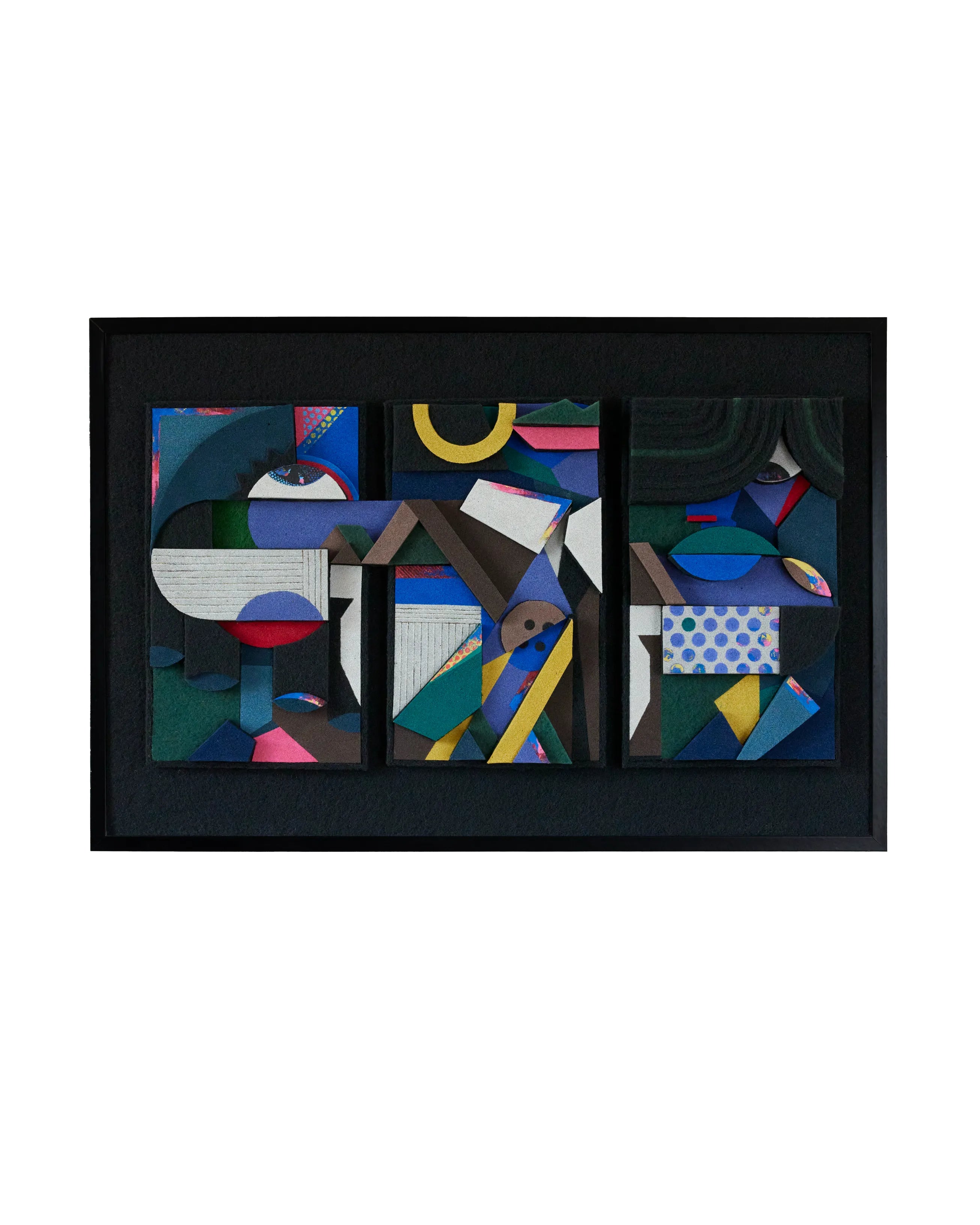 Abstract Acrylic Geometric Mixed Media 'TRIO' - Mixed Media Sculpture Eni Pullumbi