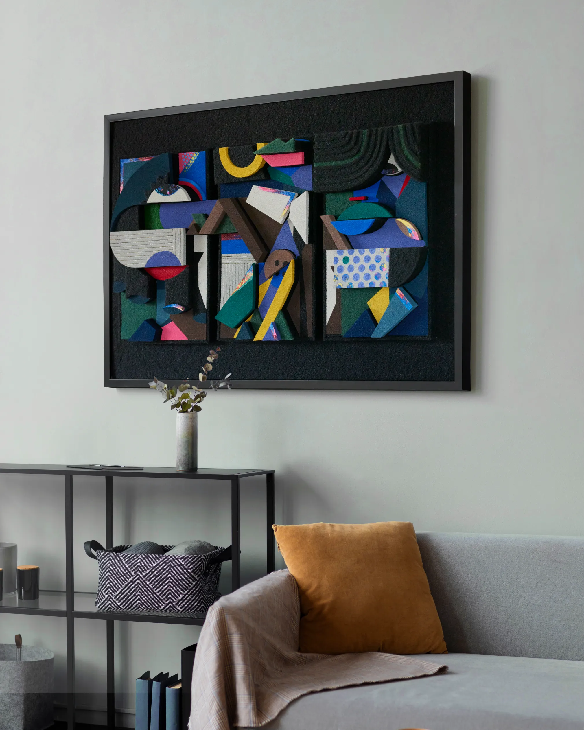 Abstract Acrylic Geometric Mixed Media 'TRIO' - Mixed Media Sculpture Eni Pullumbi