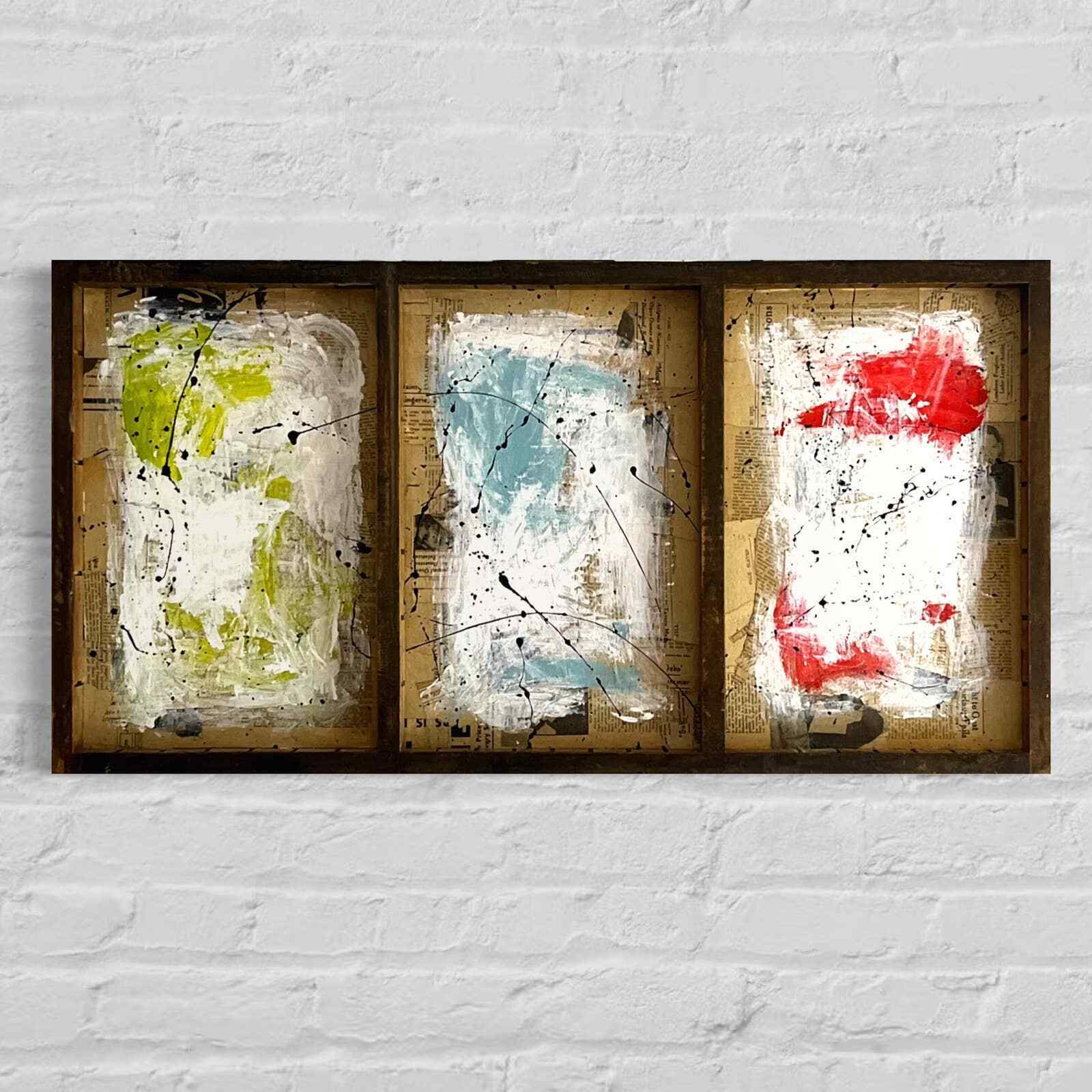Abstract Acrylic Collage Contemporary Oil Painting 'RECLAIMED PRINTER'S' - Original Mixed Media Abstract Art Painting. Sam Lewis