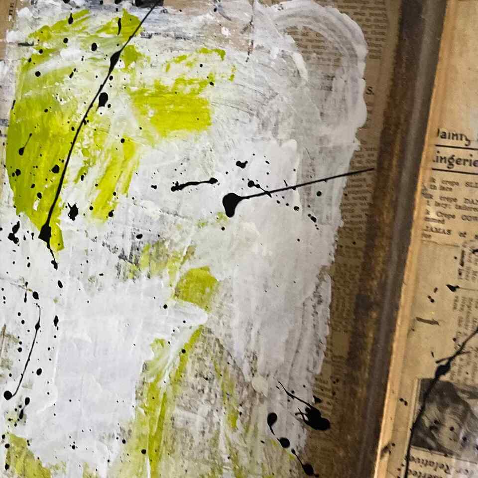 Abstract Acrylic Collage Contemporary Oil Painting 'RECLAIMED PRINTER'S' - Original Mixed Media Abstract Art Painting. Sam Lewis