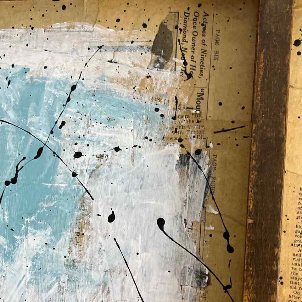 Abstract Acrylic Collage Contemporary Oil Painting 'RECLAIMED PRINTER'S' - Original Mixed Media Abstract Art Painting. Sam Lewis