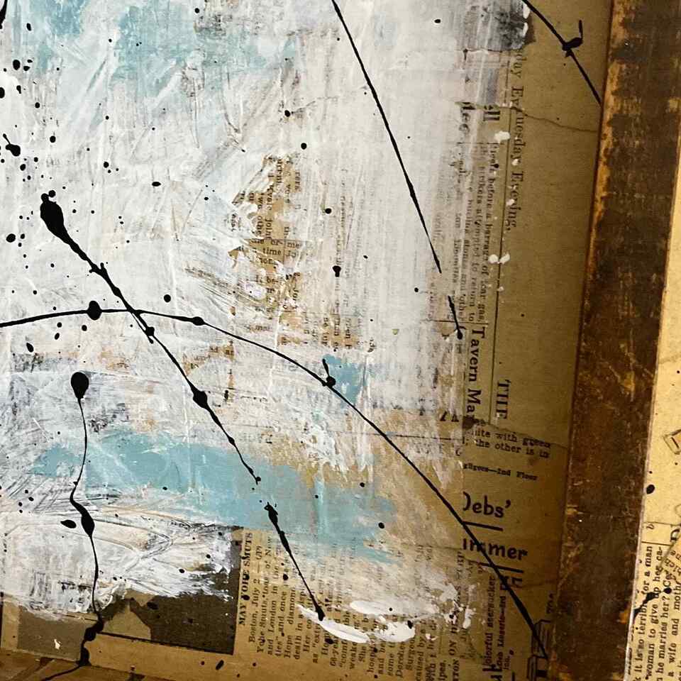 Abstract Acrylic Collage Contemporary Oil Painting 'RECLAIMED PRINTER'S' - Original Mixed Media Abstract Art Painting. Sam Lewis