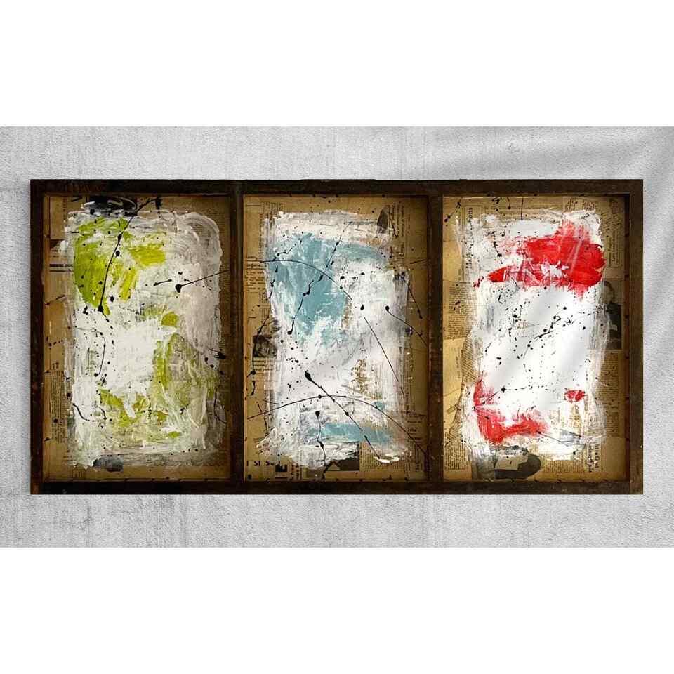 Abstract Acrylic Collage Contemporary Oil Painting 'RECLAIMED PRINTER'S' - Original Mixed Media Abstract Art Painting. Sam Lewis