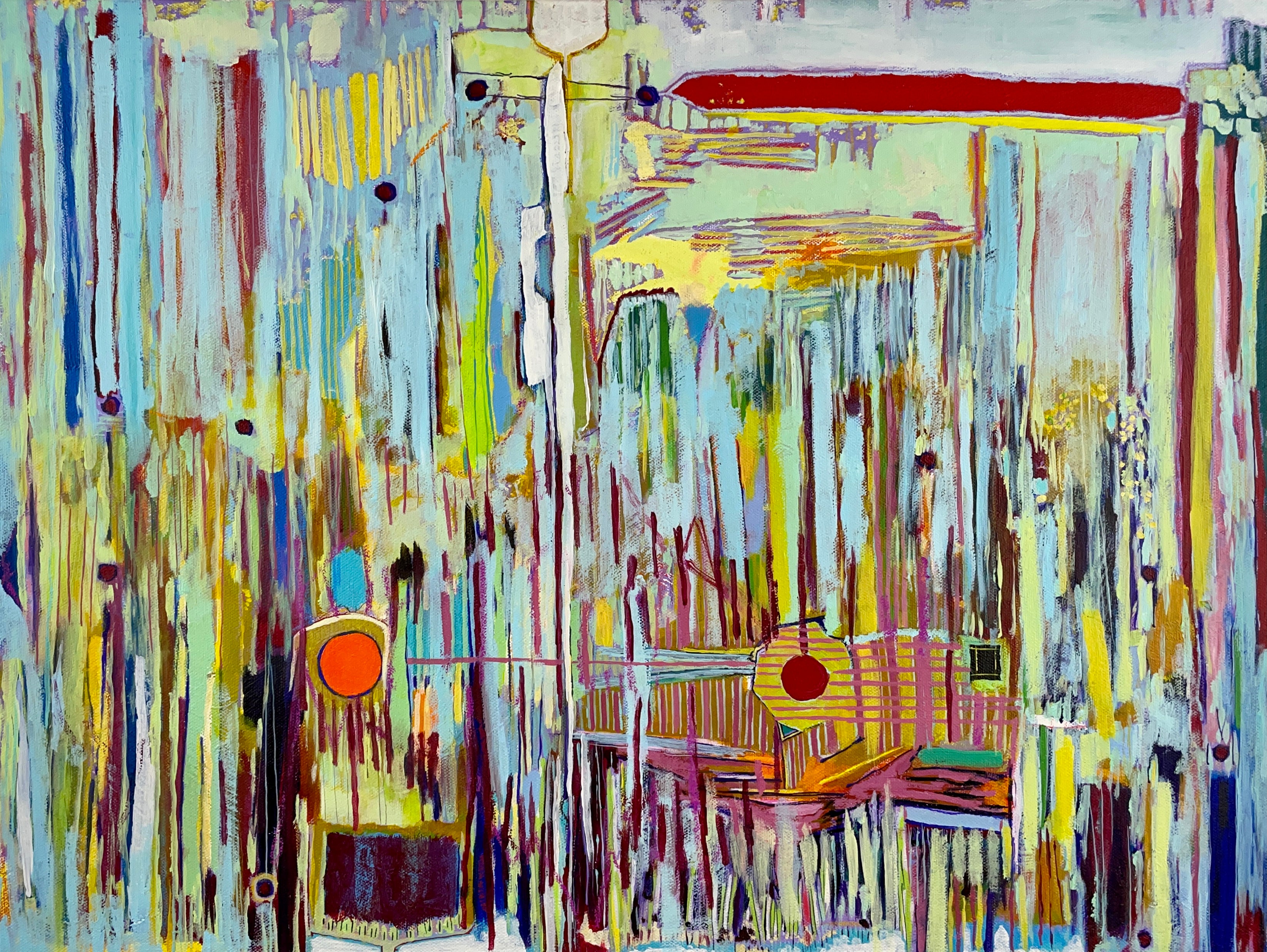 Acrylic Pastels Pencil 'THIS MOMENT' - Acrylic, Pastel, and Colored Pencil on Canvas Derek Des Islets