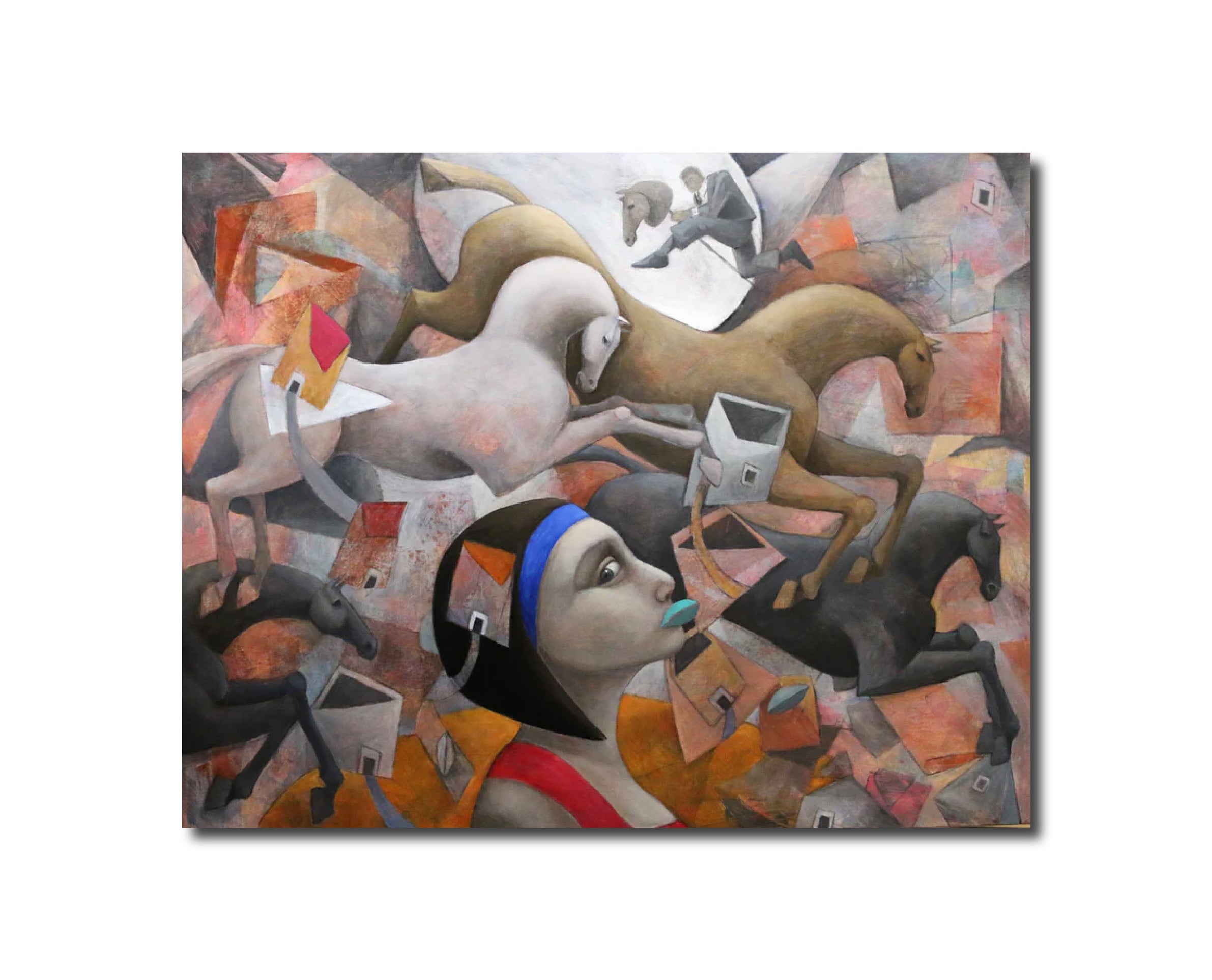 Surrealism 'HORSES OF THE NIGHT' - Mixed Technique (Oil and Acrylic) on Canvas Hector ACEVEDO
