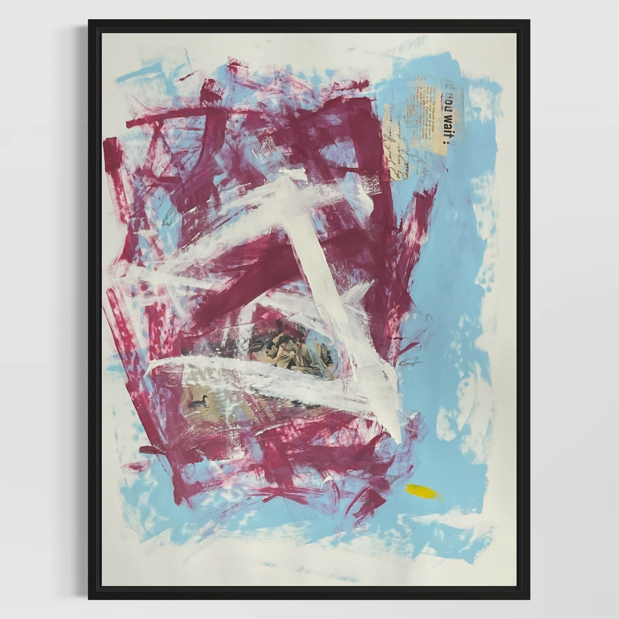 Abstract Collage Contemporary Feeding Ducks - Original Mixed Media Abstract Art Painting 18x24 Sam Lewis