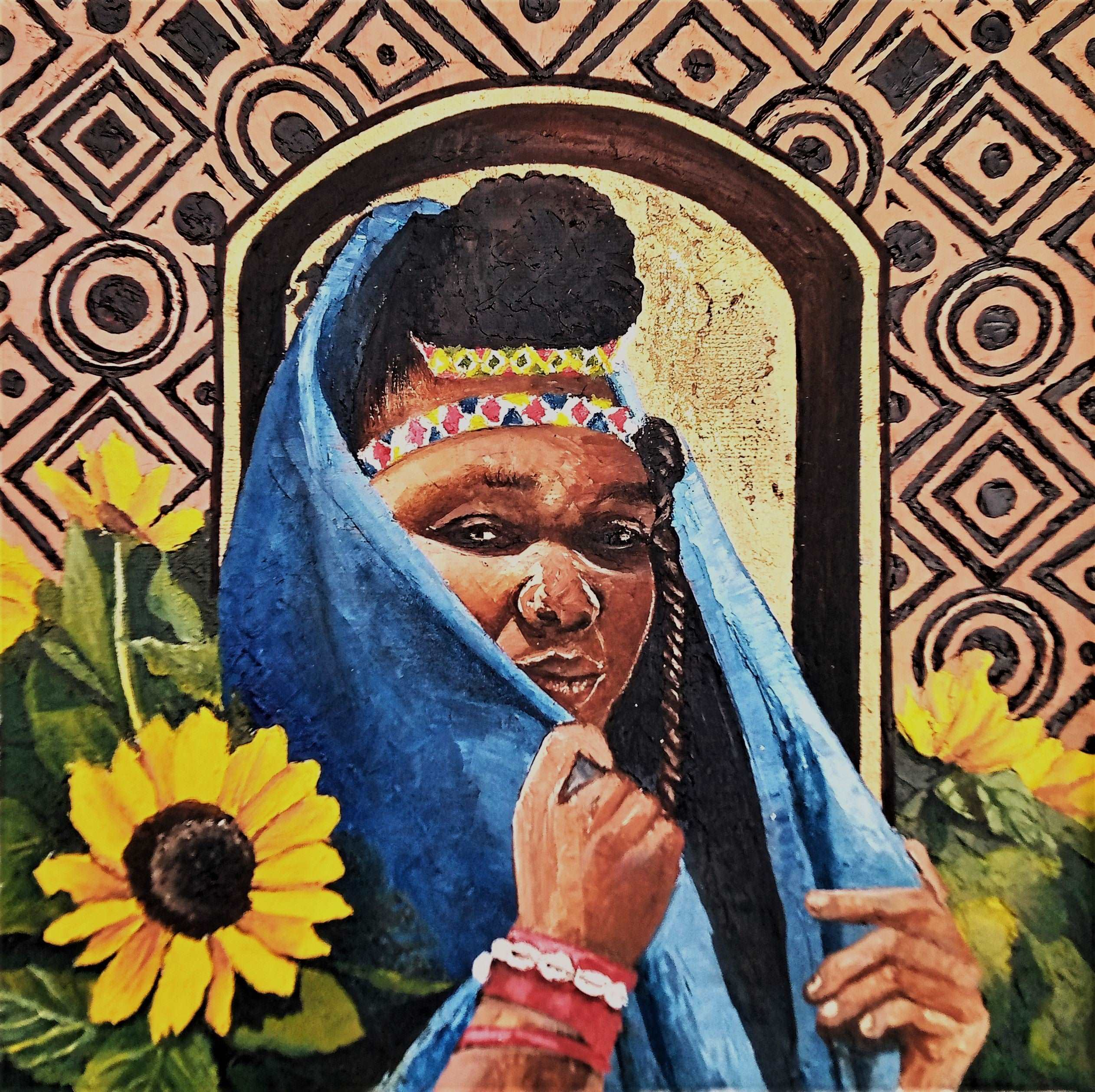 Painting 'AMINAT' - Oil Paint, Gold Leaf on Canvas Clara Aden