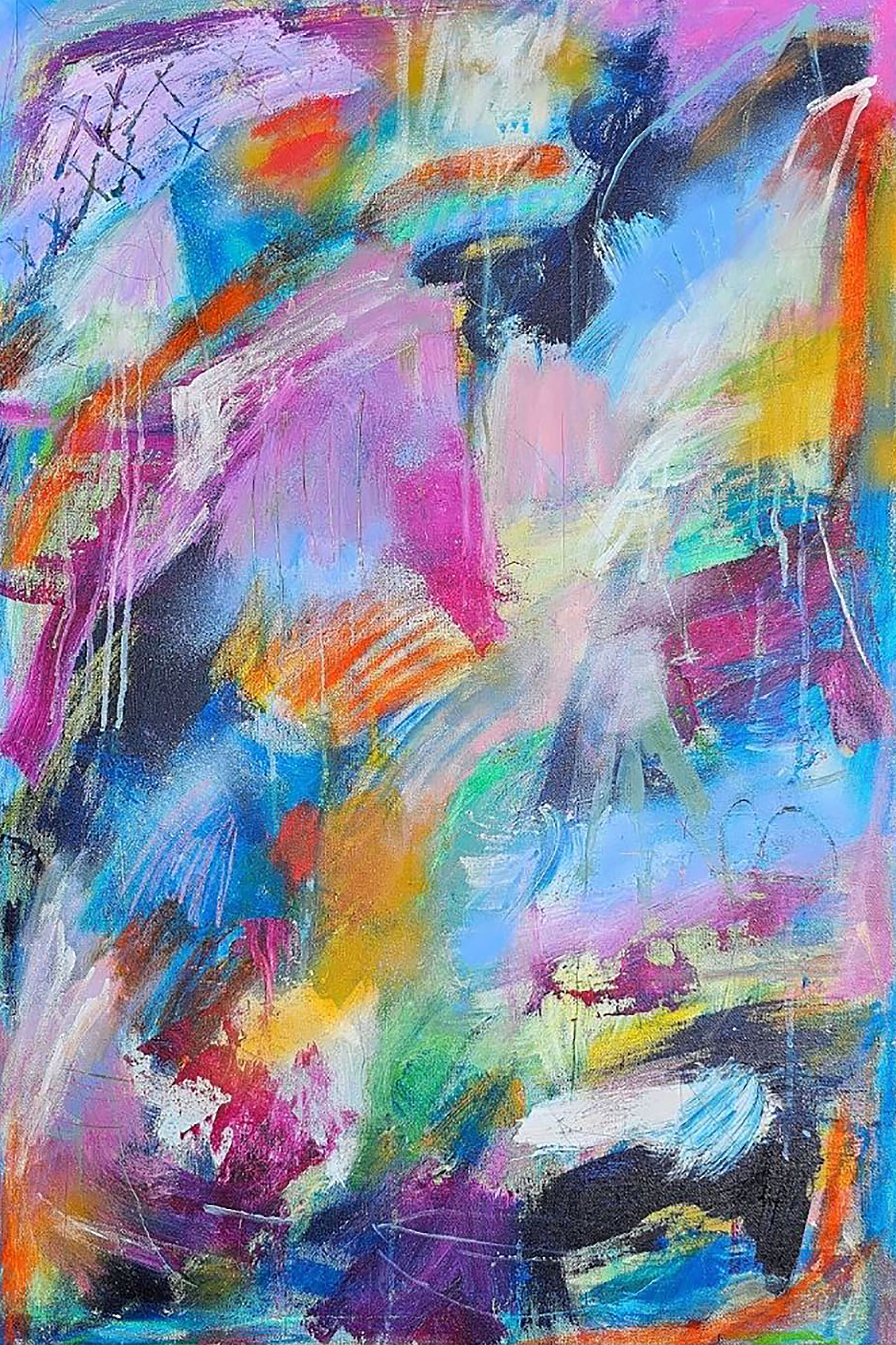 Abstract Acrylic Artwork Contemporary Expressionist Painting 'SENSING INFINITY' - Acrylic, Graphite, & Pastel on Canvas Natalie Dadamio