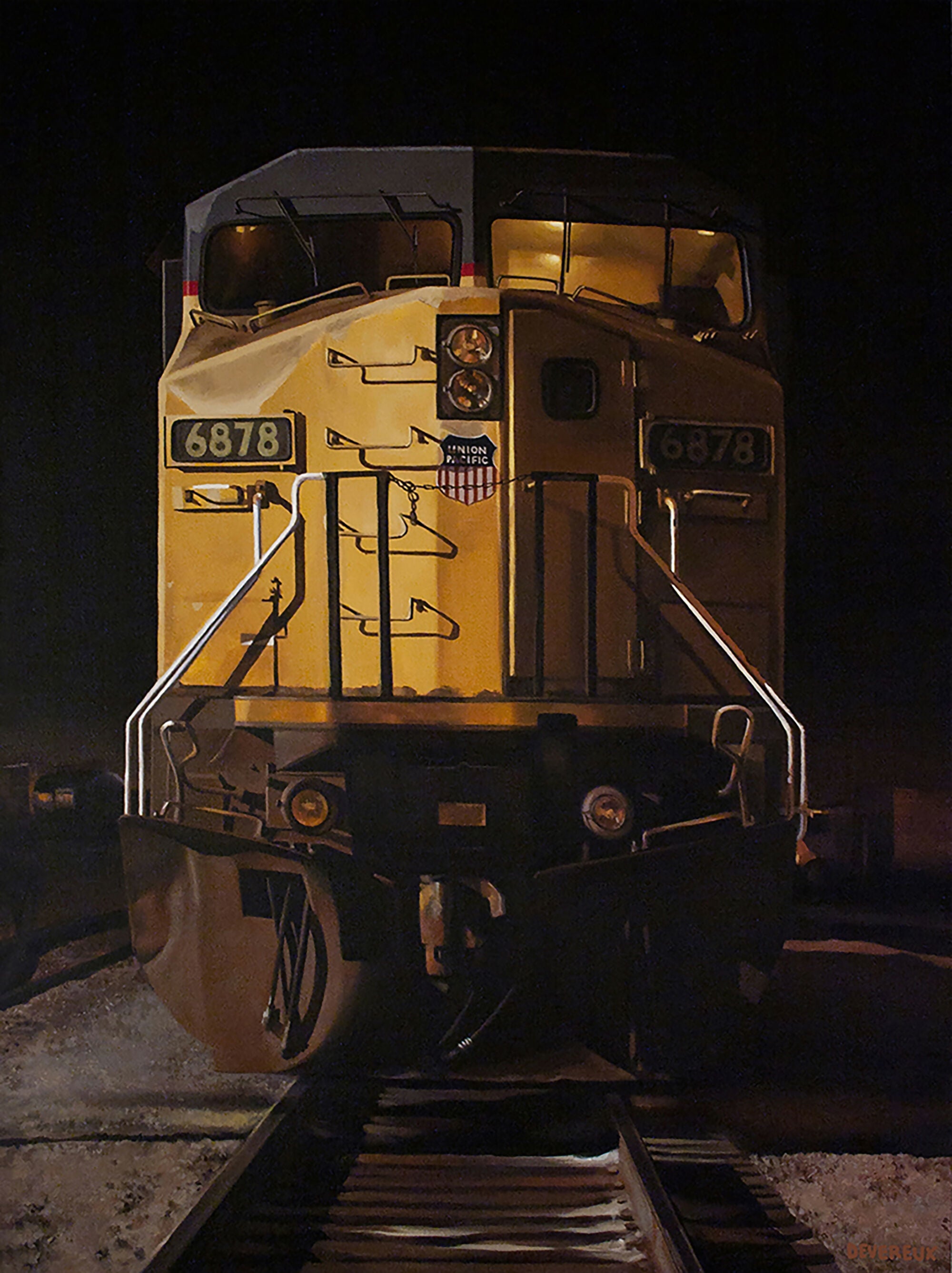 Acrylic Art Painting UNION PACIFIC ENGINE Alex Devereux