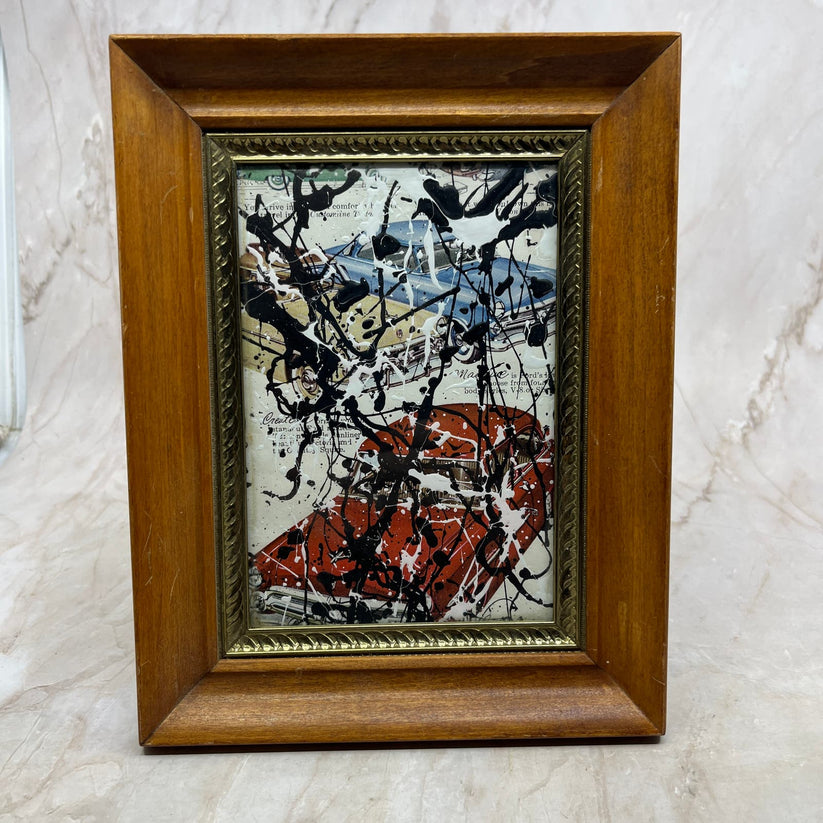 Abstract Mixed Media Painting 'OVER 1950S FORD CRESTLINER AD TG9' - Original Framed Abstract Art Painting Sam Lewis