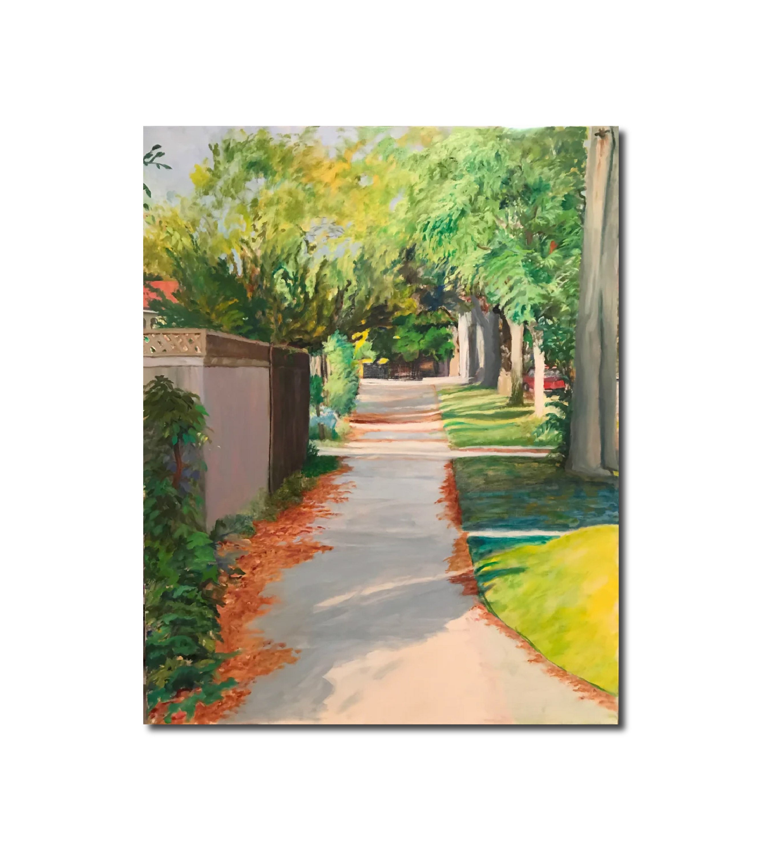 Art Cityscape Contemporary Figurative Oil Painting Evanston, Autumn Street Amy Spitzer