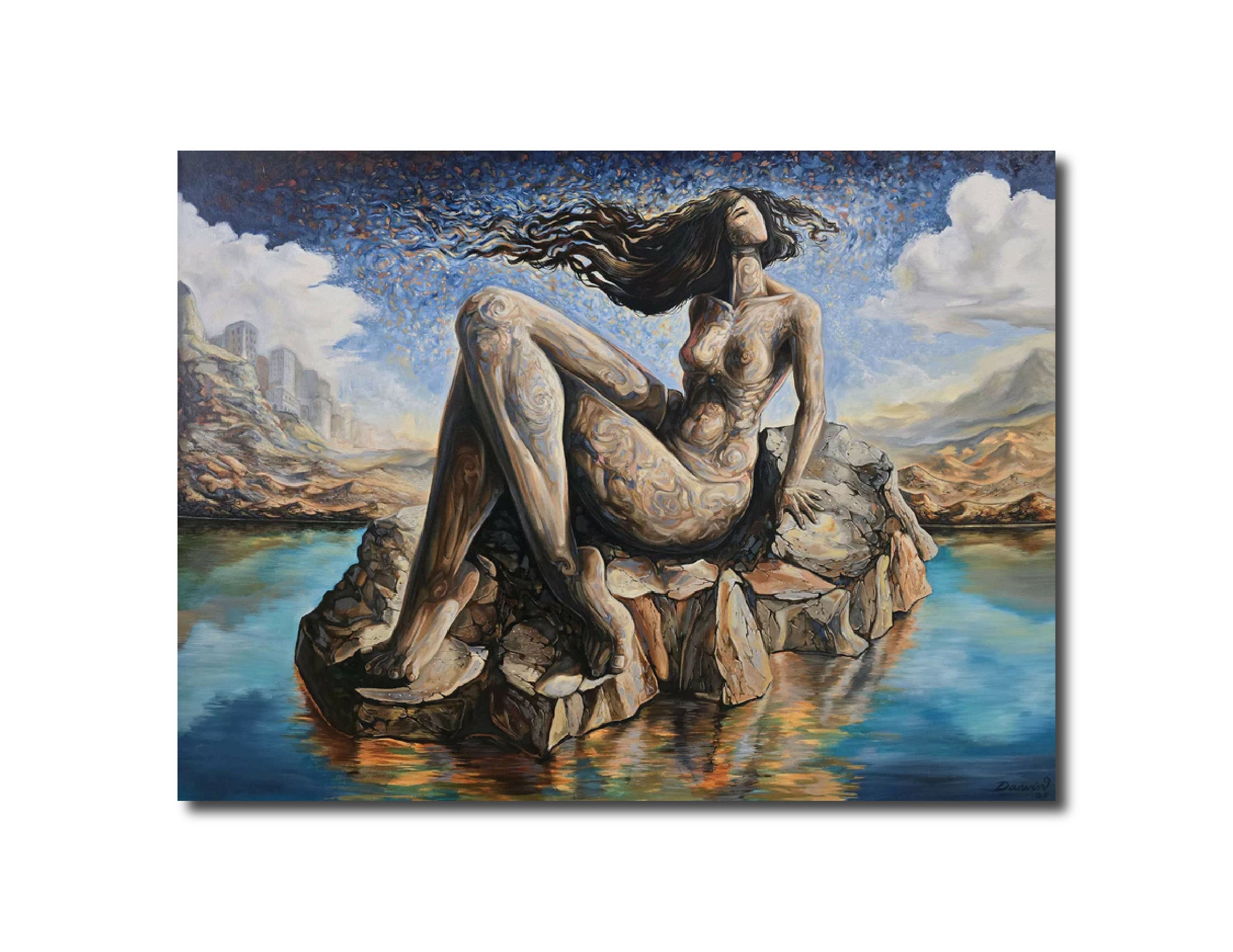 Abstract Art Contemporary Design Expressionist Figurative Oil Painting Surrealist Visionary Muse of the Rocks Darwin Leon Fine Art