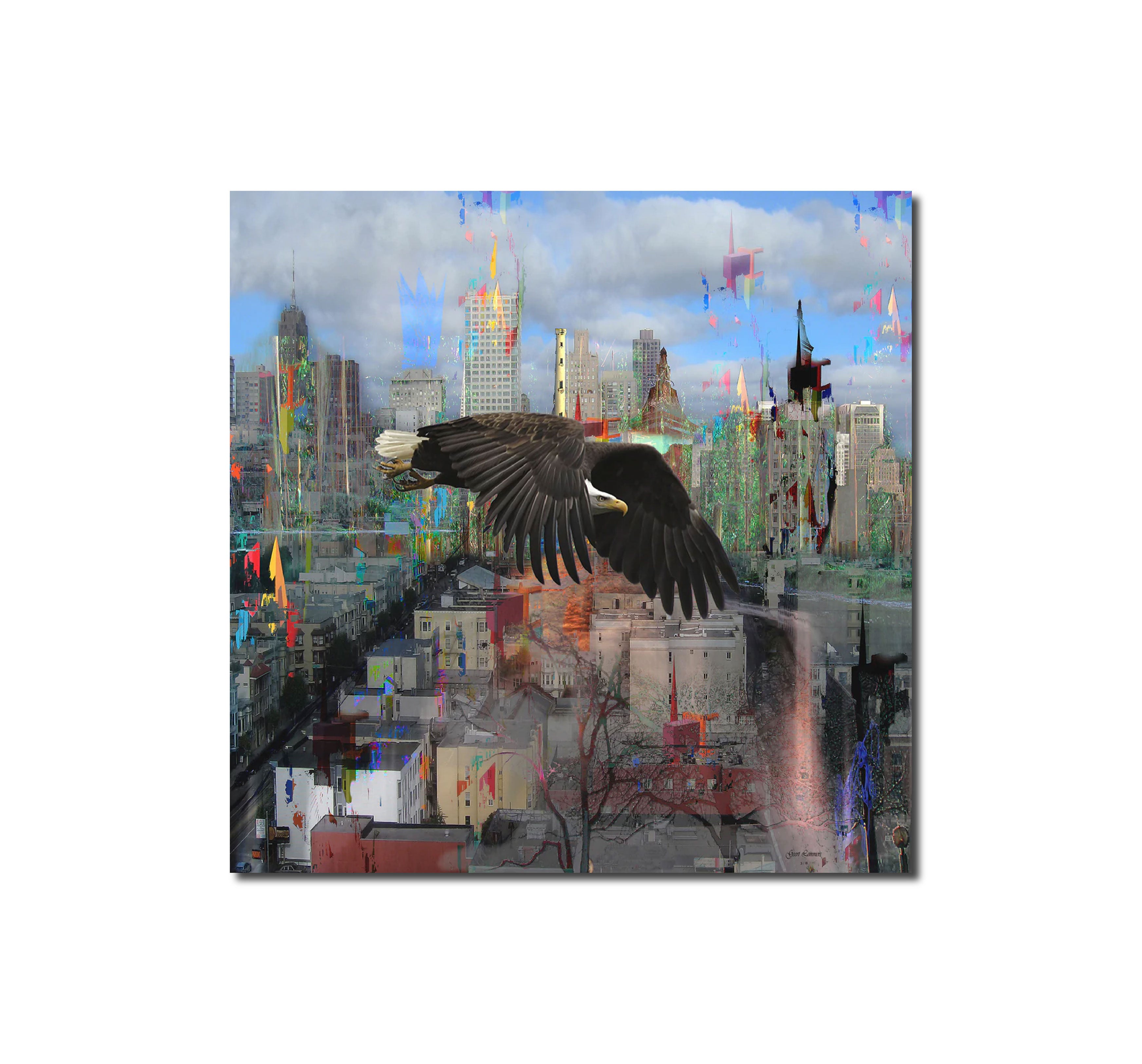 'CITYSCAPE WITH DISTRUSTFUL BIRD'