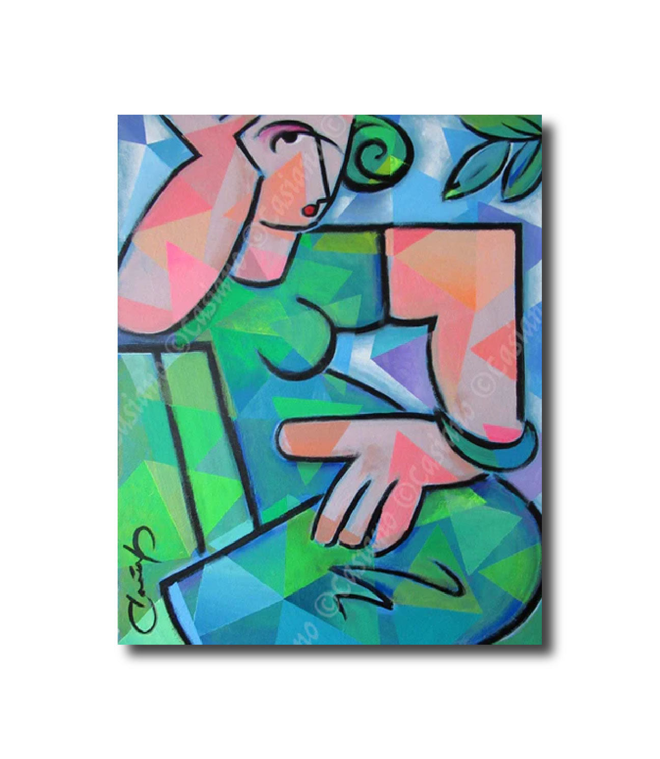 Soft cubism 'GIRL IN GREEN' - Acrylic on Canvas Benjamin Casiano