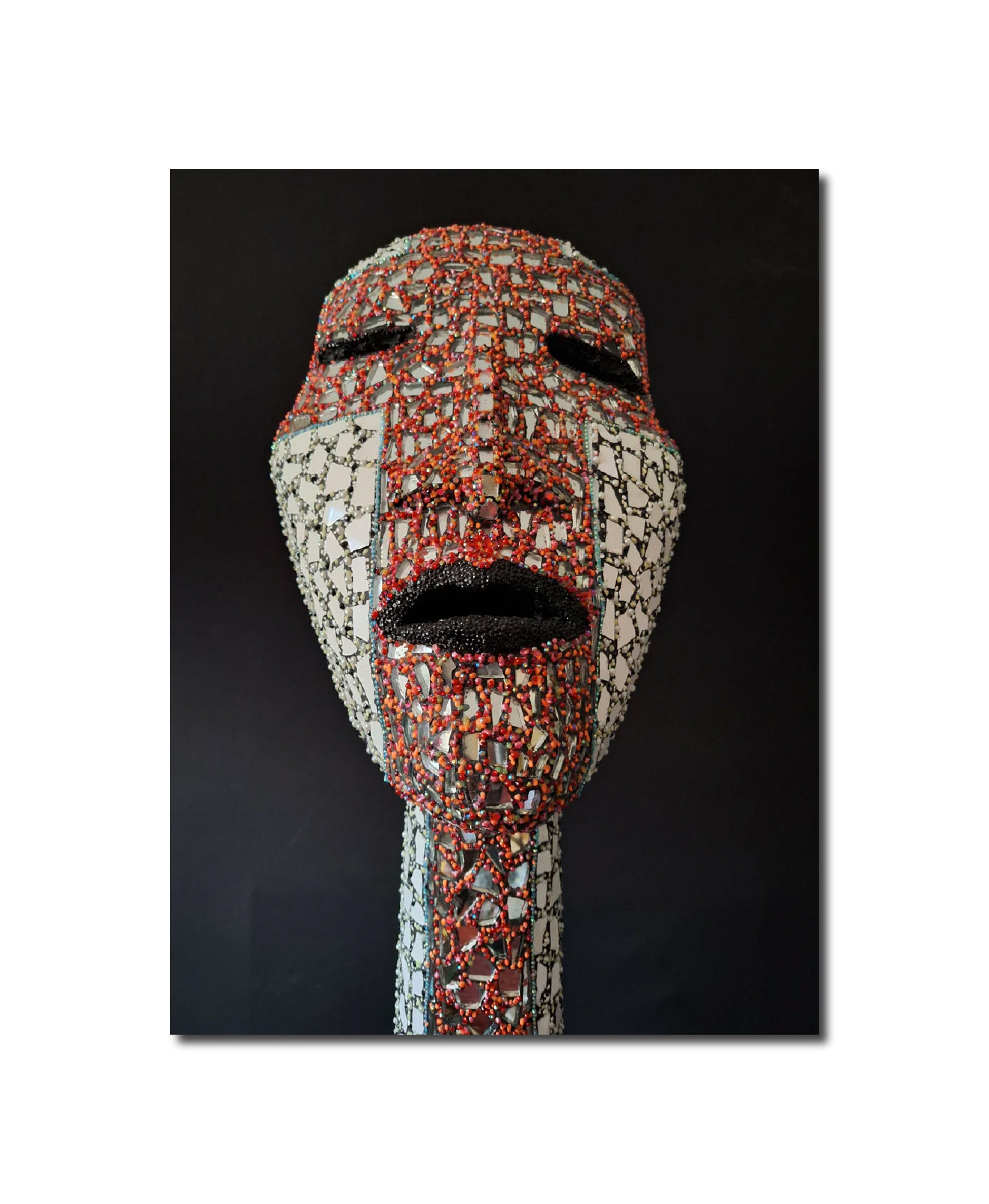 Contemporary Expressionist Figurative Mixed Mosaic Sculpture " RELIC FROM A TIME PAST " Andru Fijalkowski