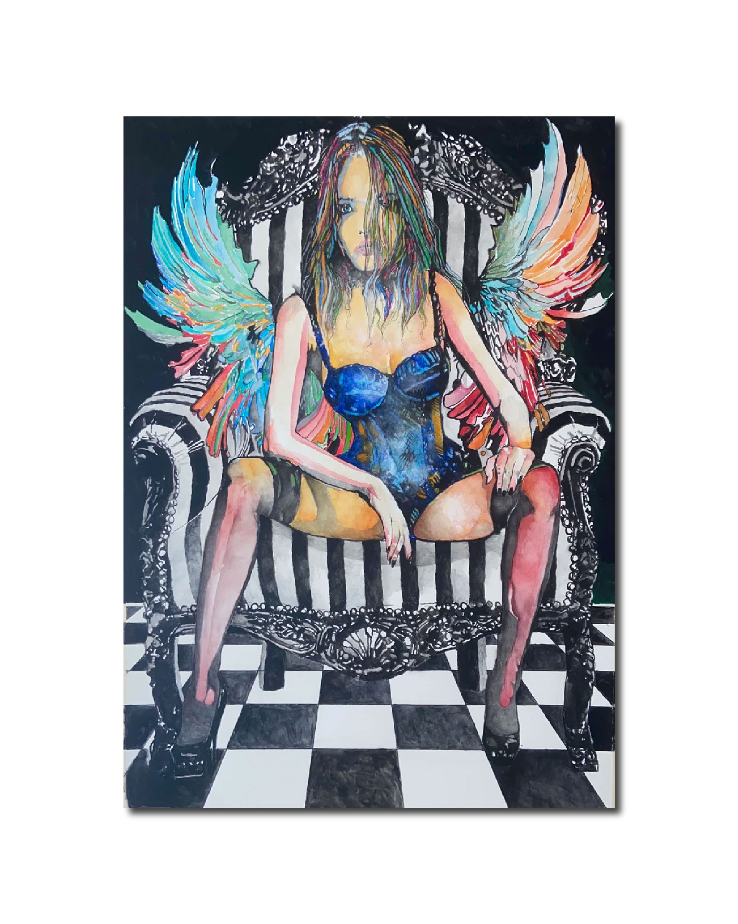 Fantasy Whimsy 'WOMEN IN CHAIRS: SONYA' - Watercolor and Gouache James B. Hartel