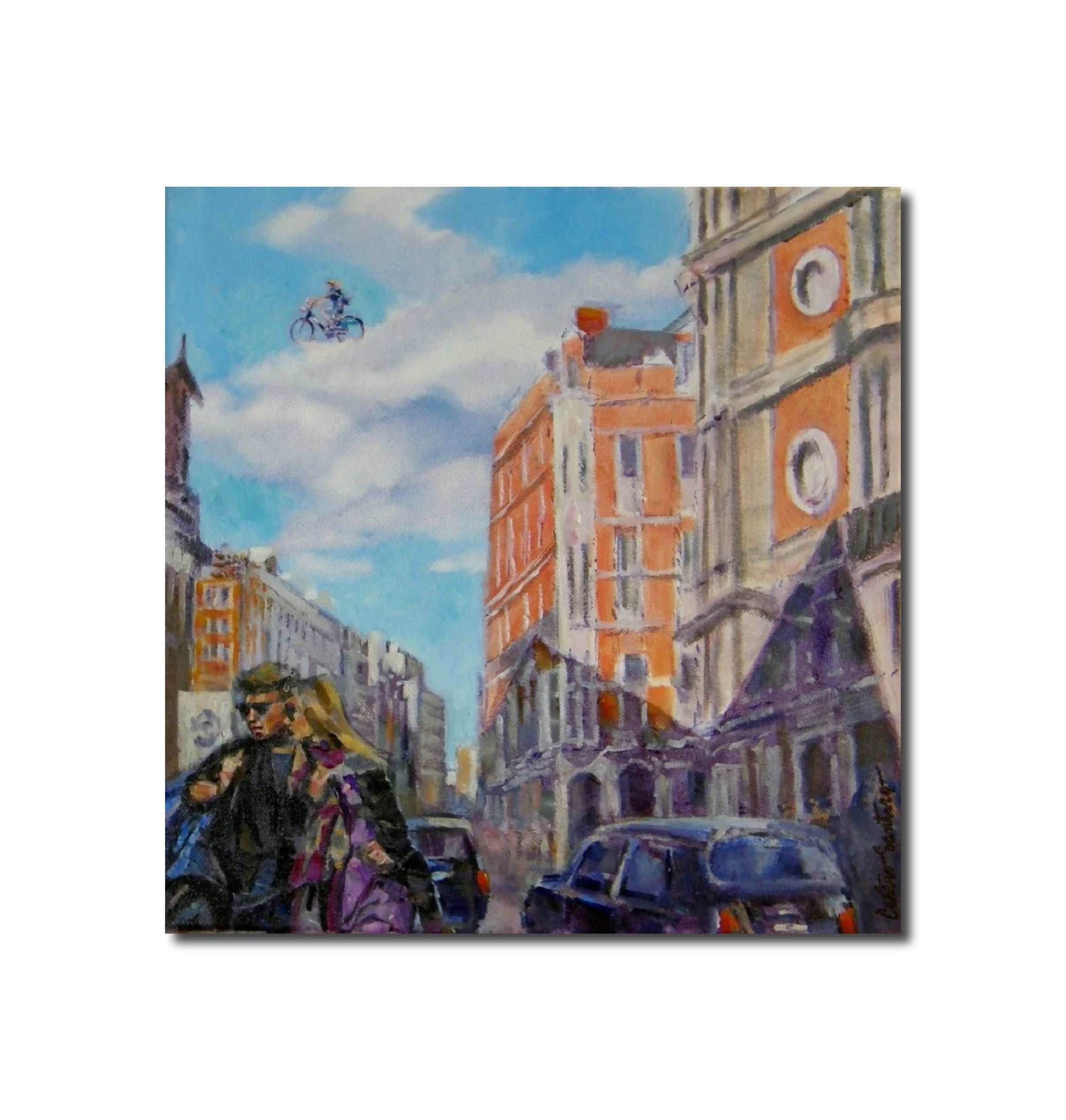 Cityscape Oil Painting Surrealism " Sometimes in London sky " CastroSantoroArt