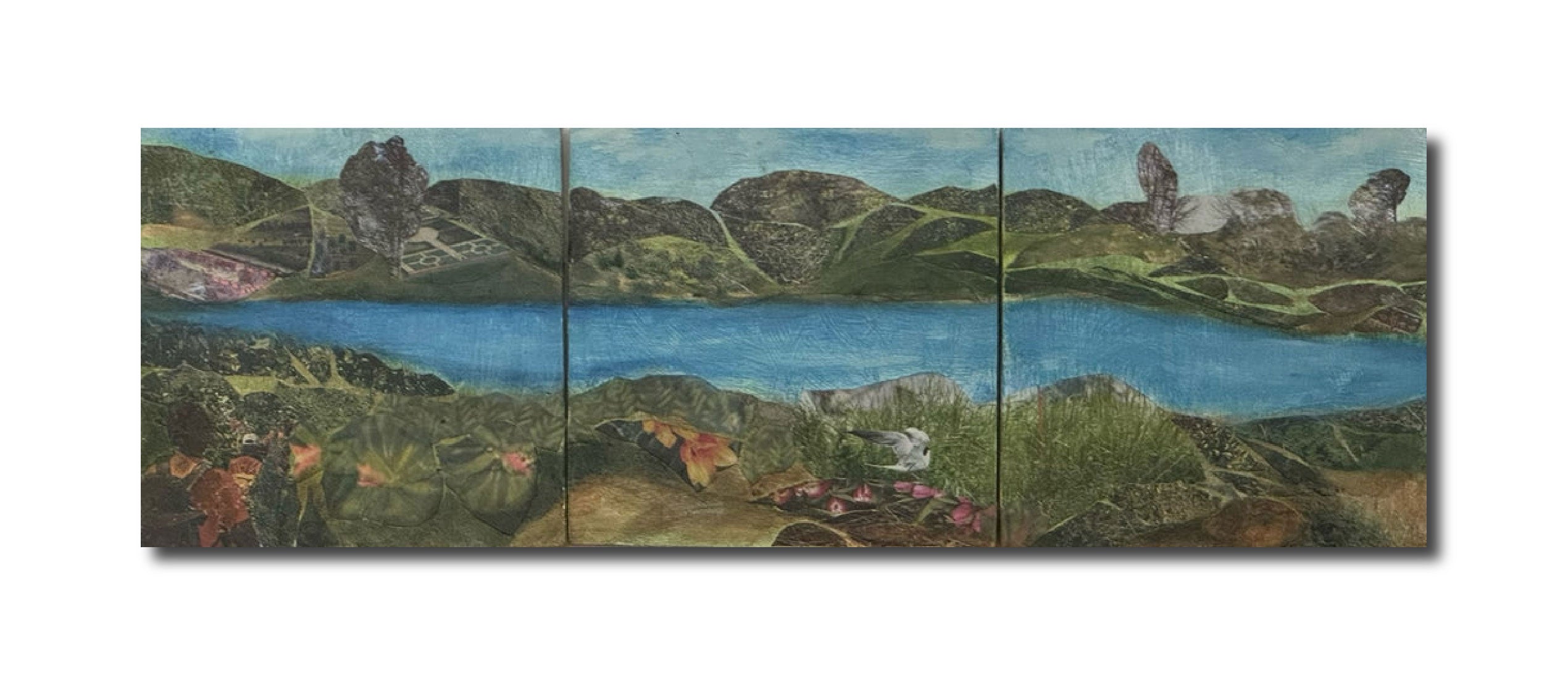 Collage Landscape 'LOST CIVILIZATION' - Mixed Media on Wood Panels Denise Jones Adler