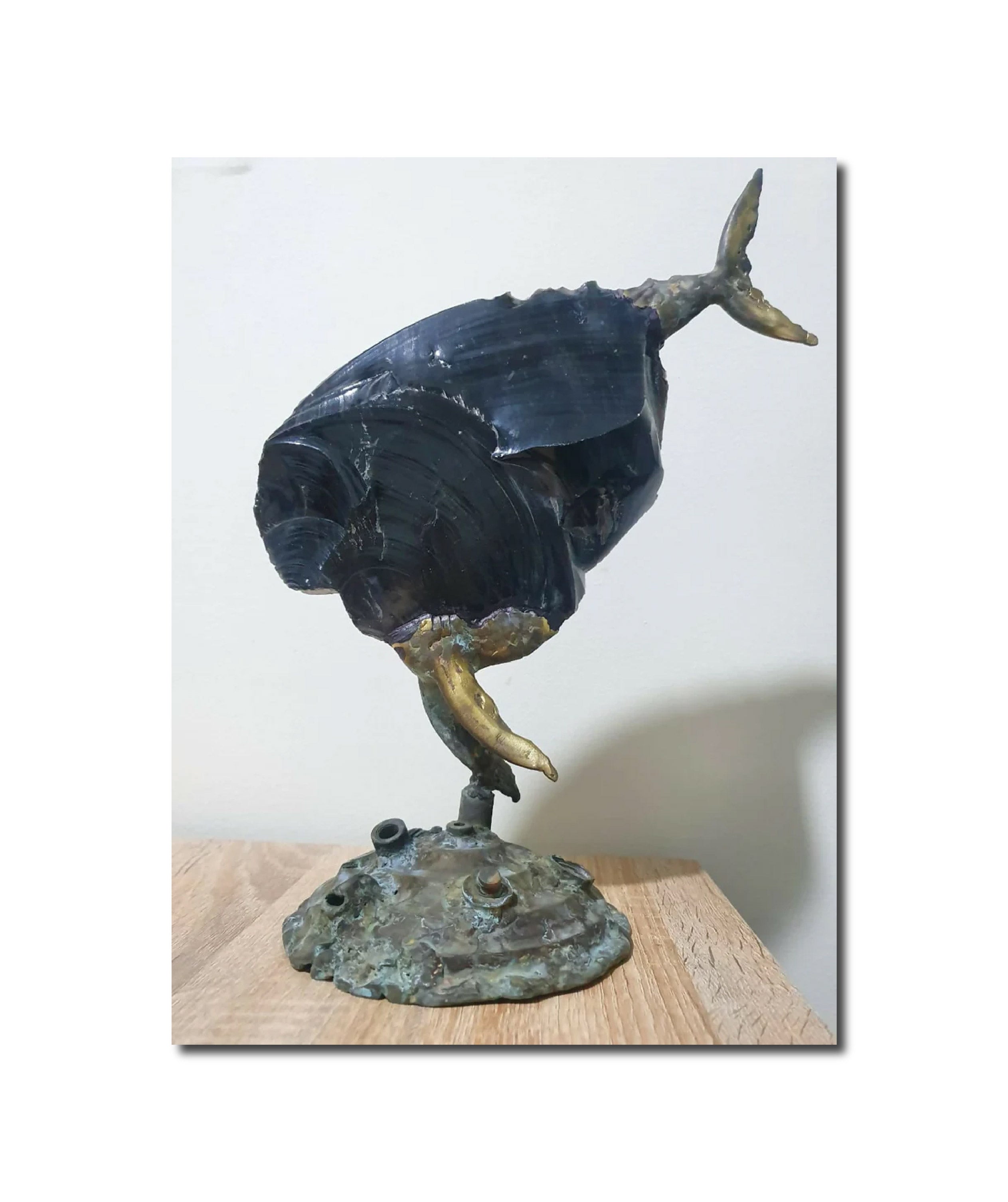 Art Bronze Figurative Mixed Media Sculpture Black Piranha Arman Hambardzumyan