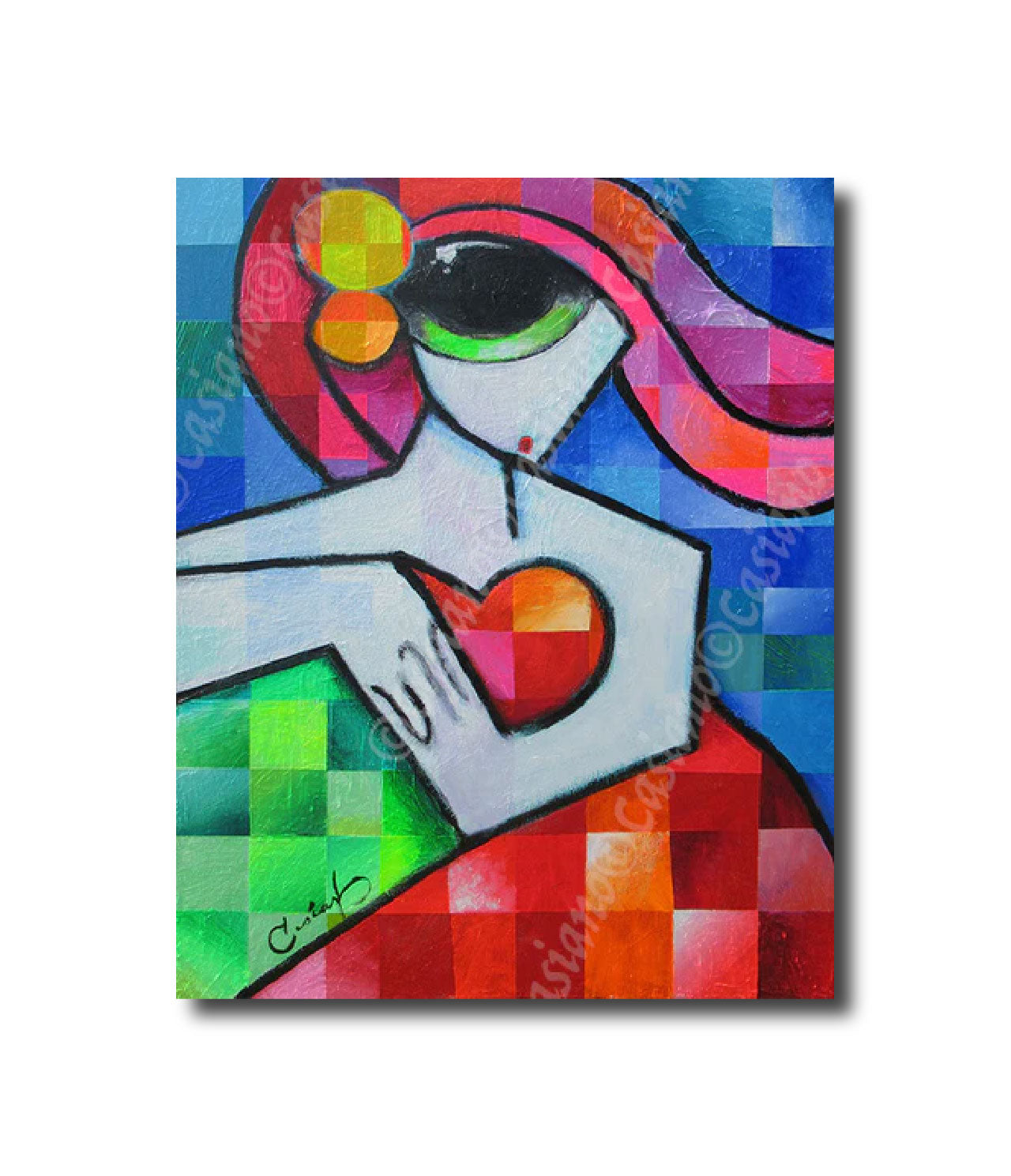 Pop cubism 'SITTING IN STYLE' - Acrylic on Canvas Benjamin Casiano