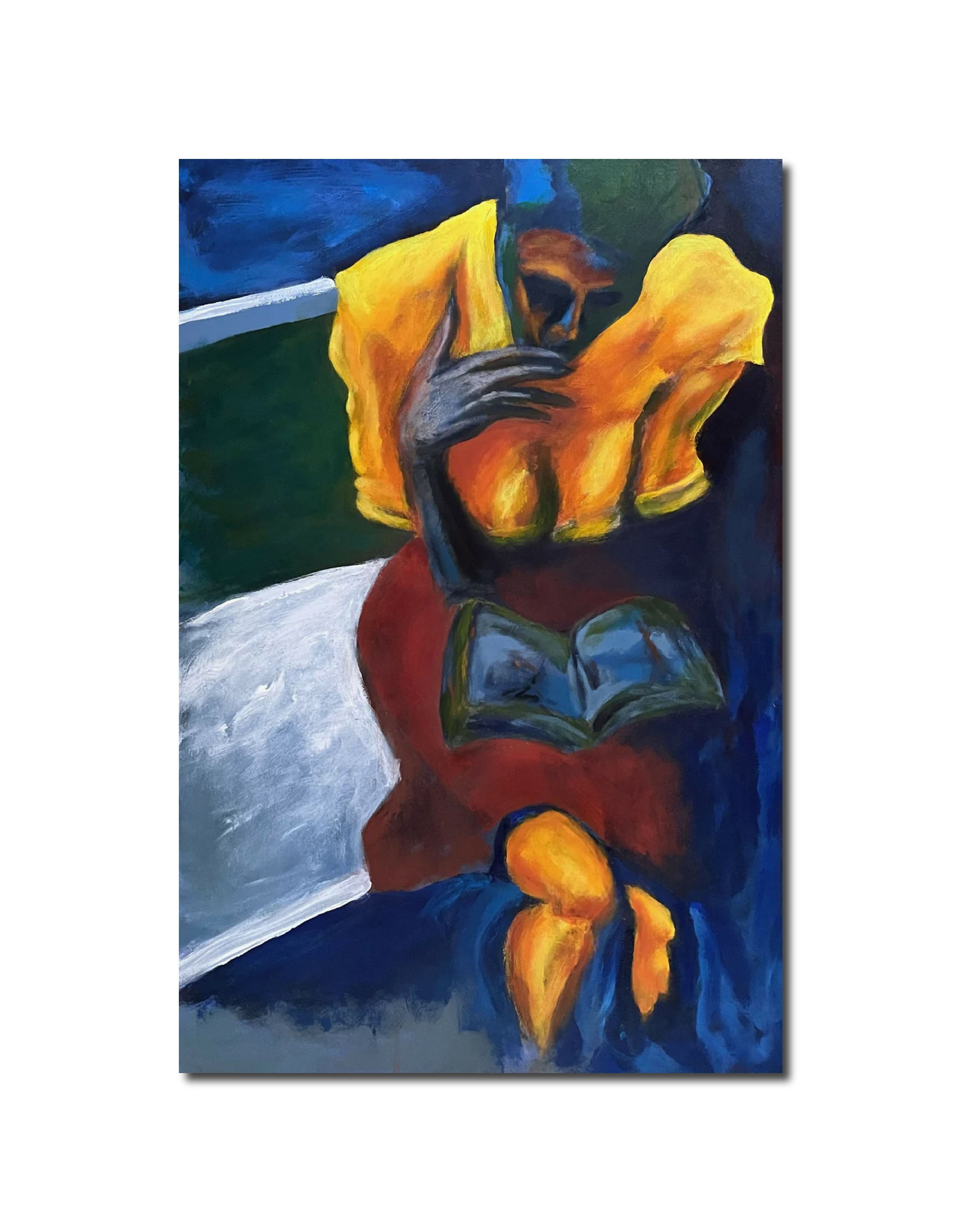 Acrylic Contemporary Expressionist Figurative Painting Lost in Thought Leonard Gabriel