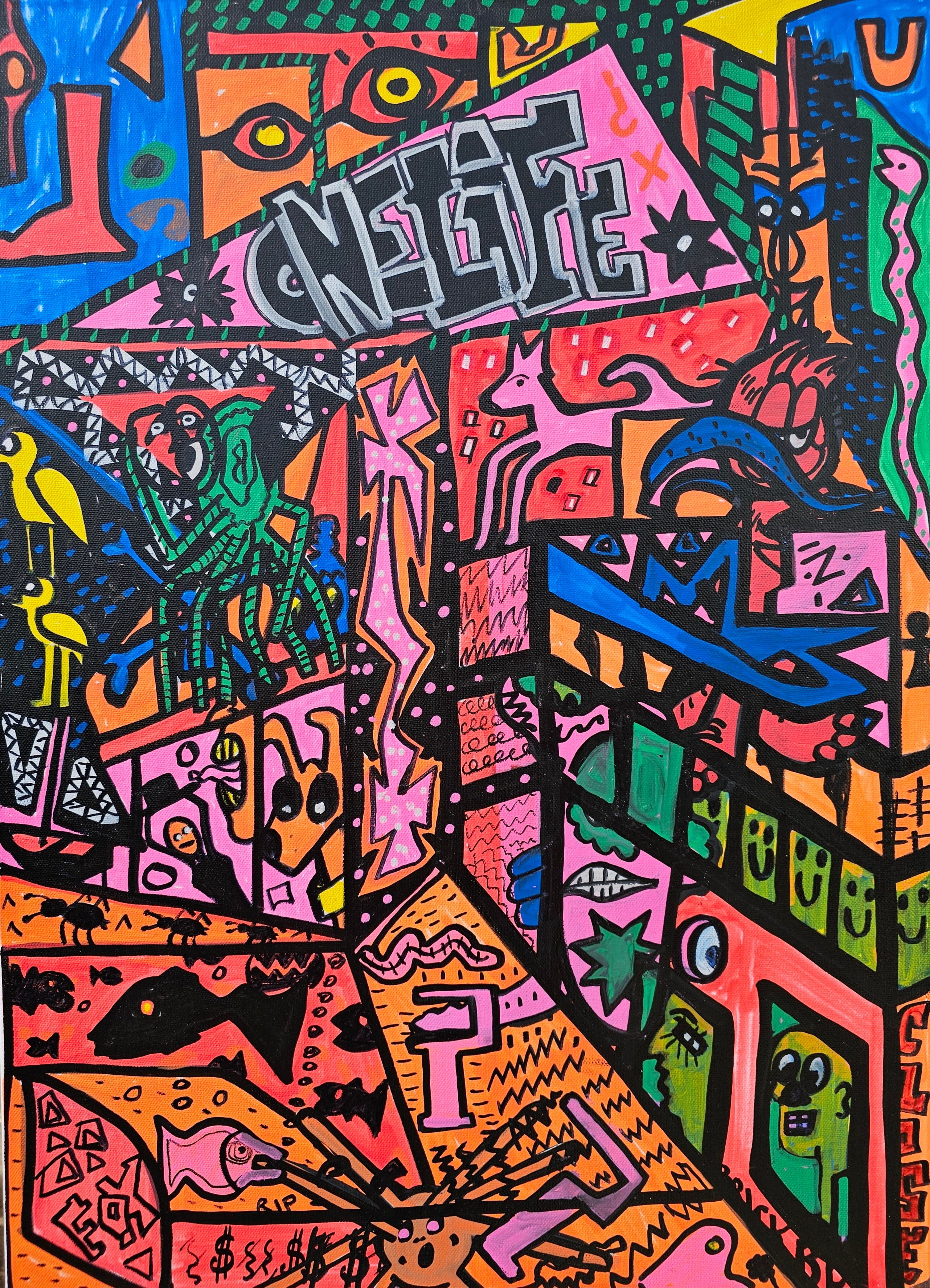 Abstract 'ONE LIFE' - Marker on canvas Christopher Stone