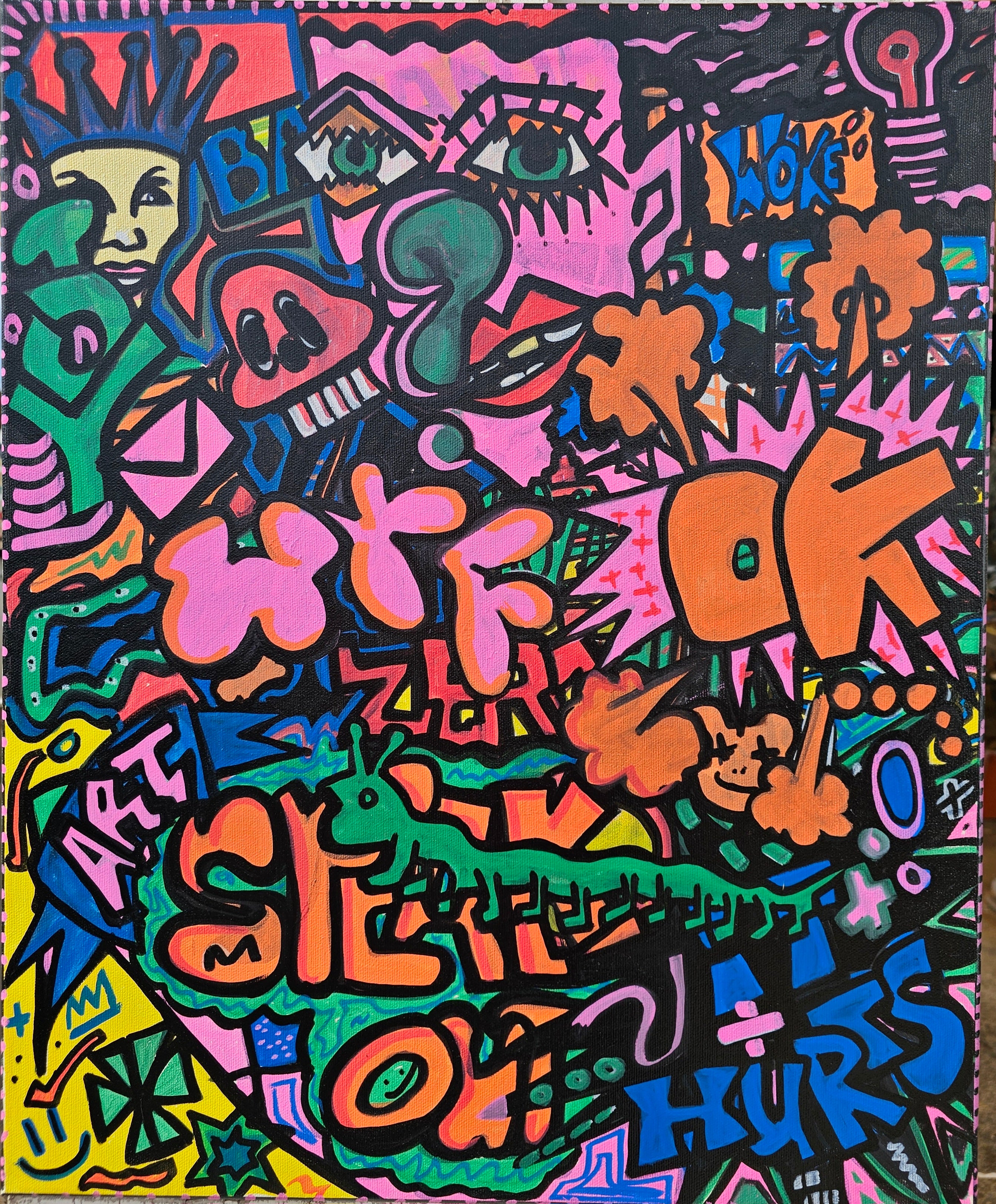 Abstract 'WTF' - Markers on canvas Christopher Stone