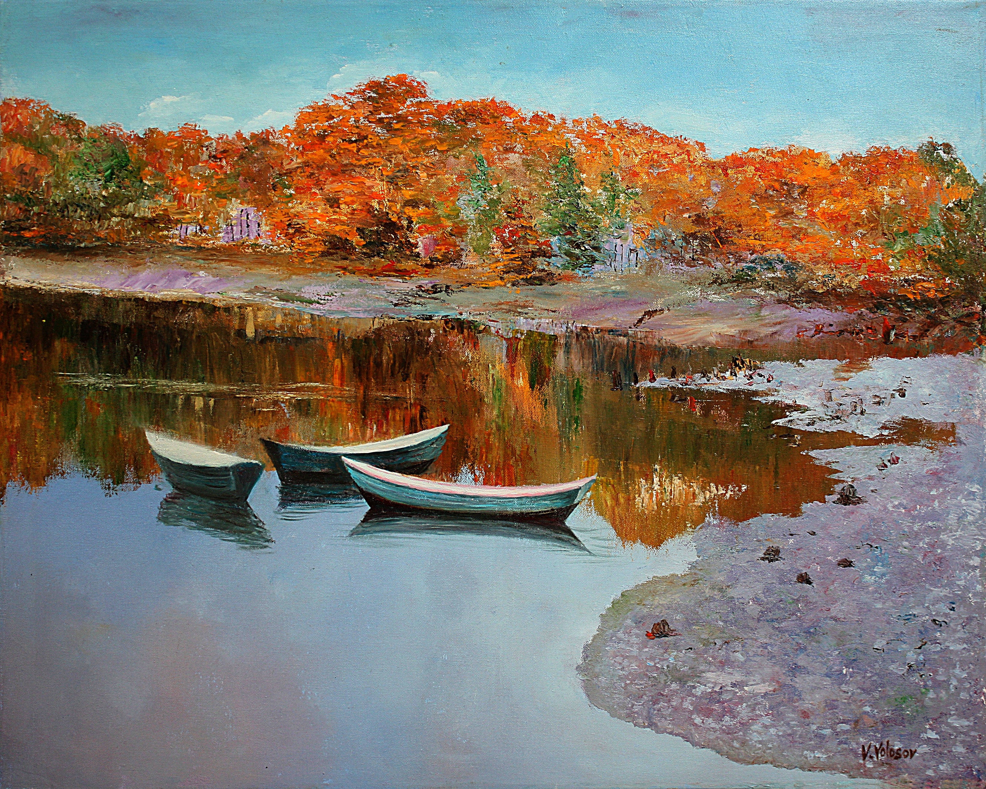 'GOLDEN AUTUMN IN NEW ENGLAND' - Oil on Canvas