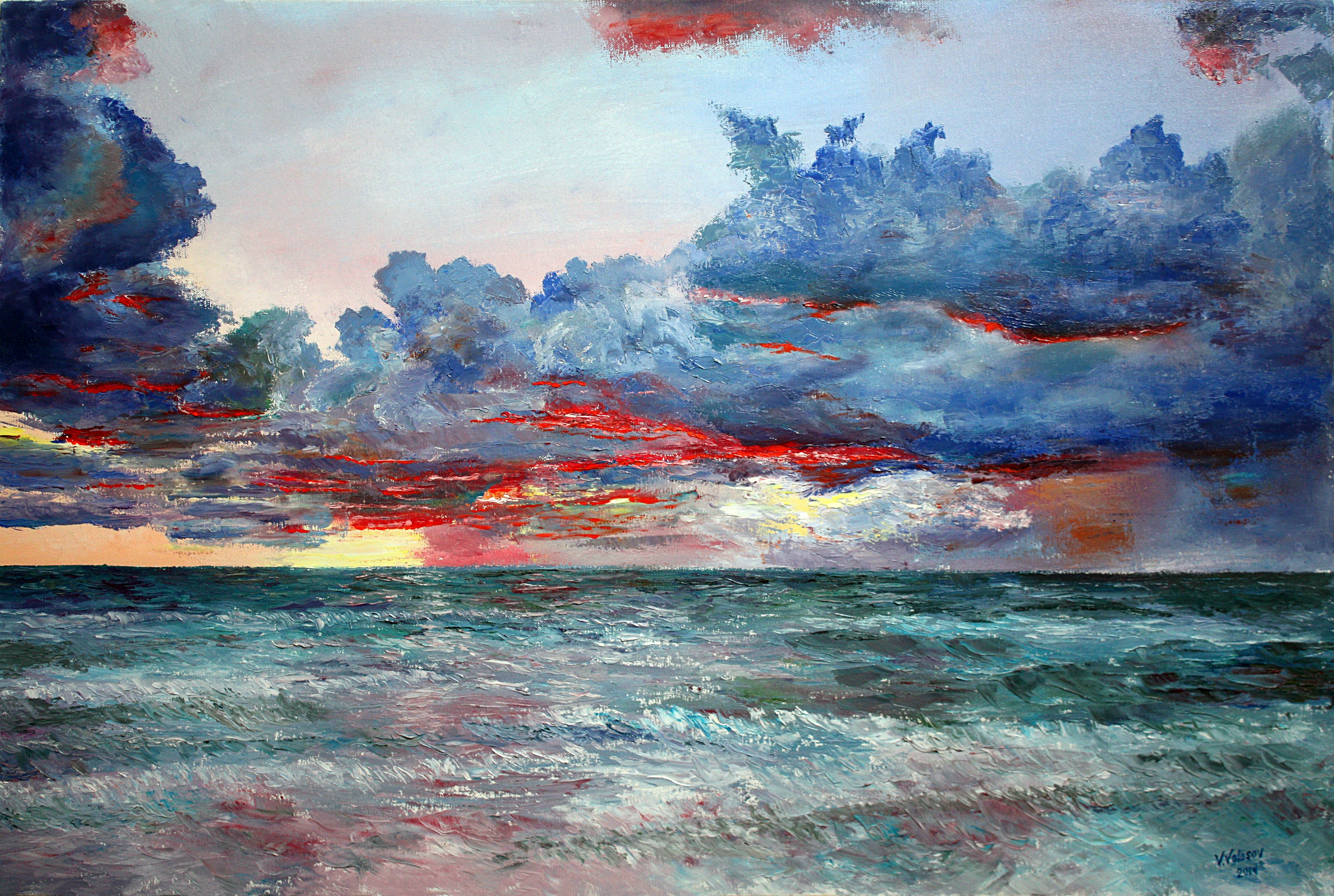 'EVENING ON THE ATLANTIC OCEAN' - Oil on Canvas