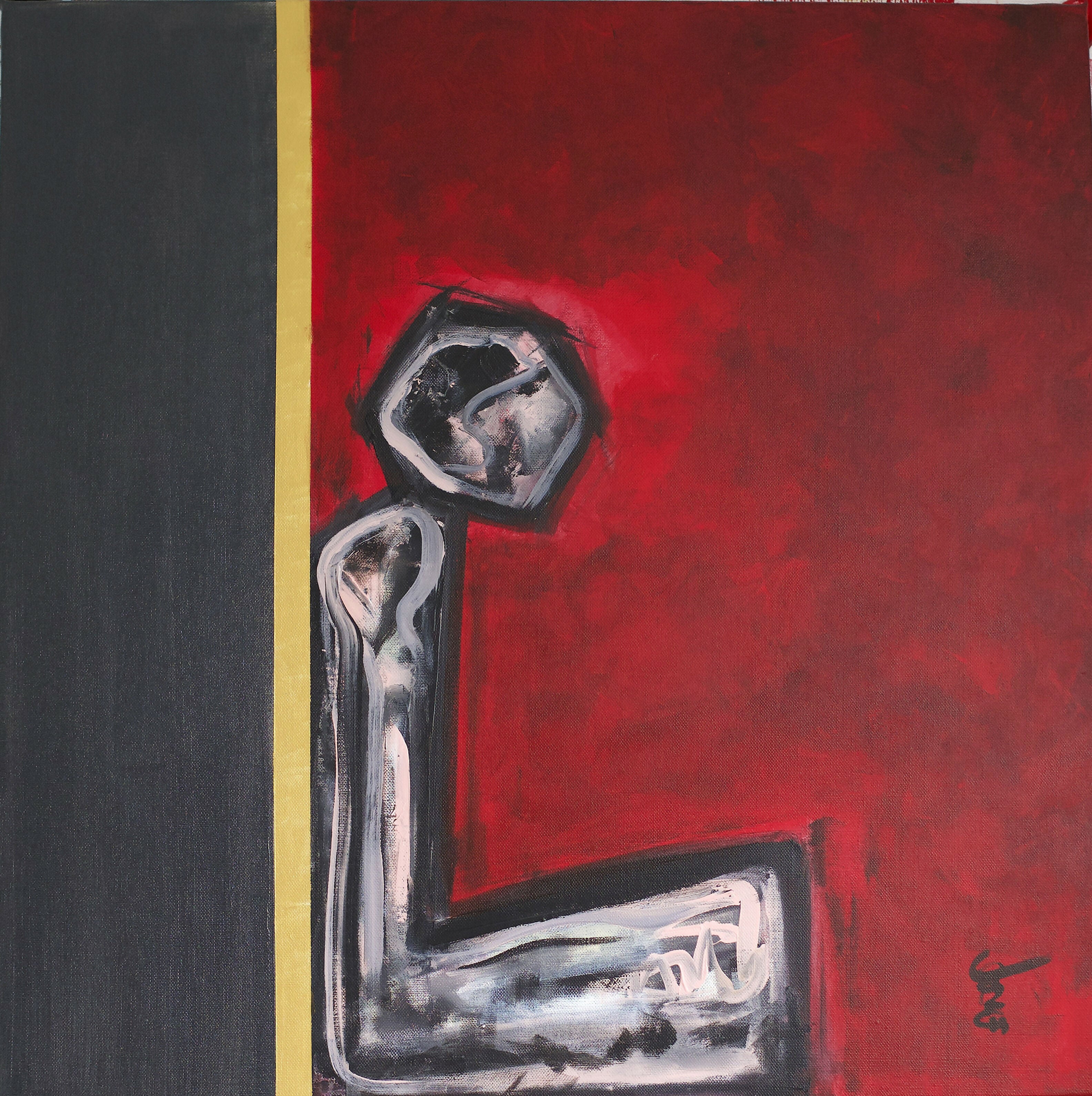 Acrylic Art Contemporary Cubism L'HOMME DE PIERRE Cédric Hémon