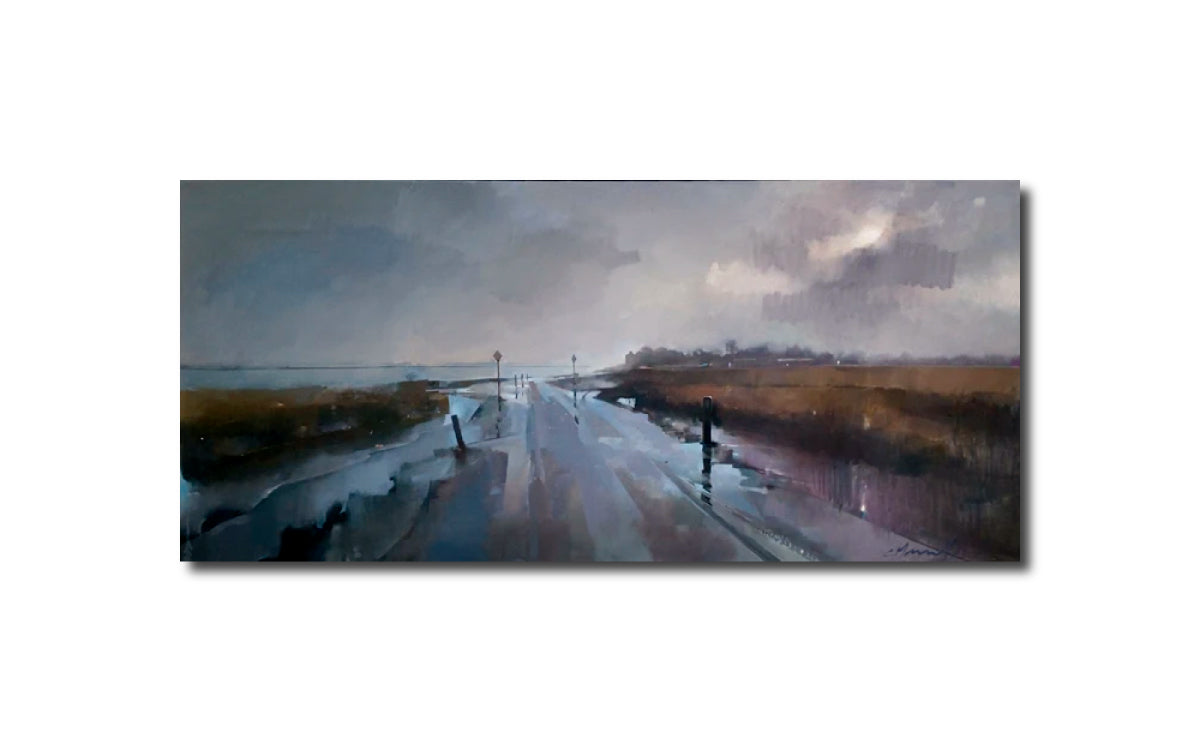 Abstract Contemporary Expressionist Landscape Oil Painting Seascape Towards Sunderland Point Chris Macauley