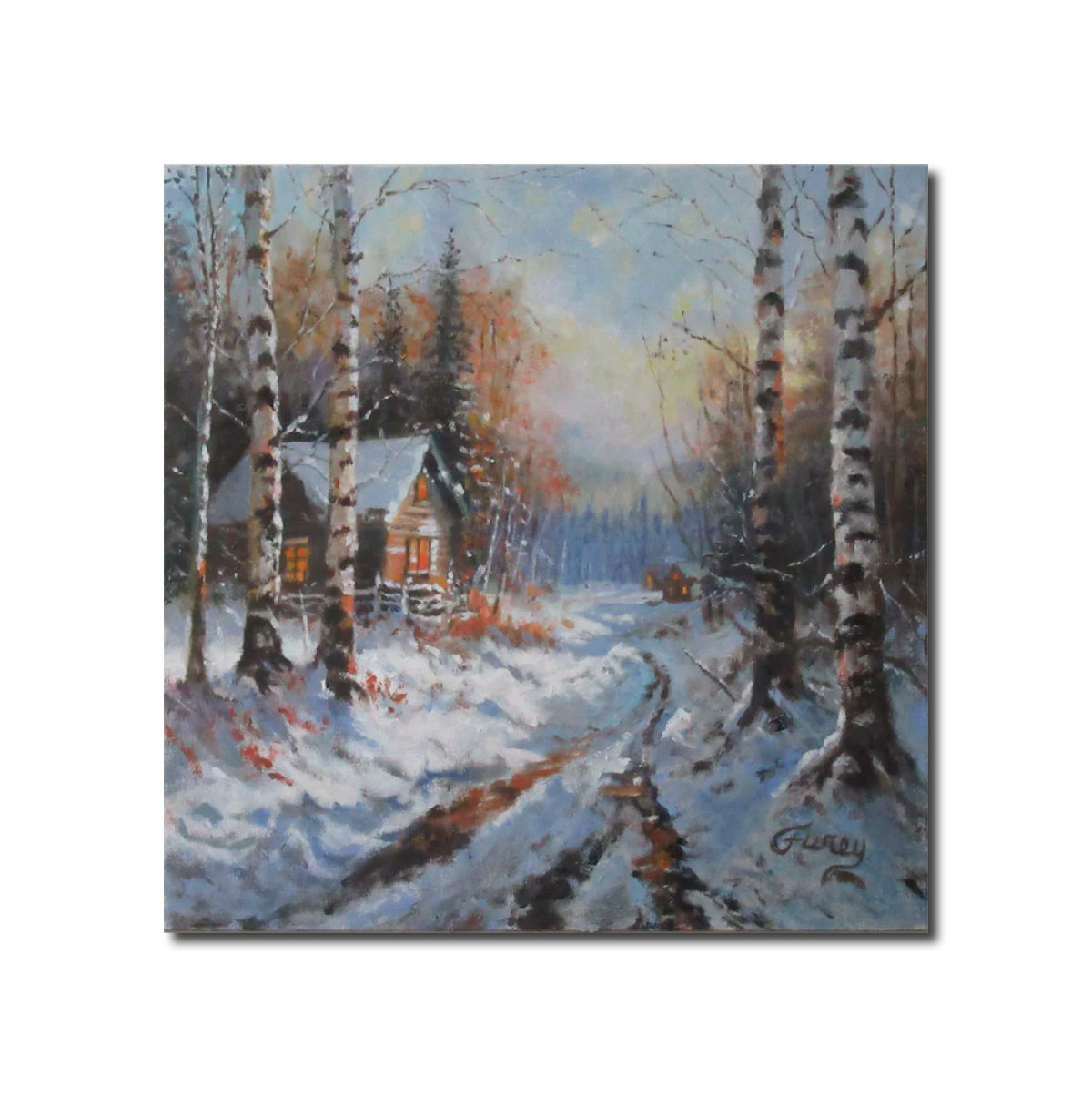 Landscape Oil Painting Cold Cabin Tom Furey