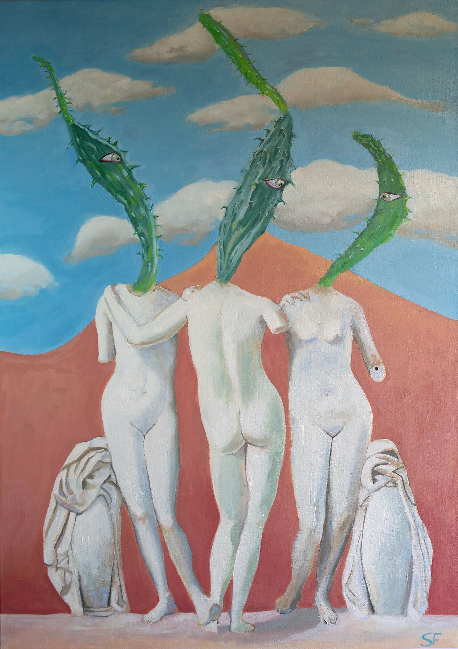 Oil Painting Surrealism Three Graces Stuart Franklin