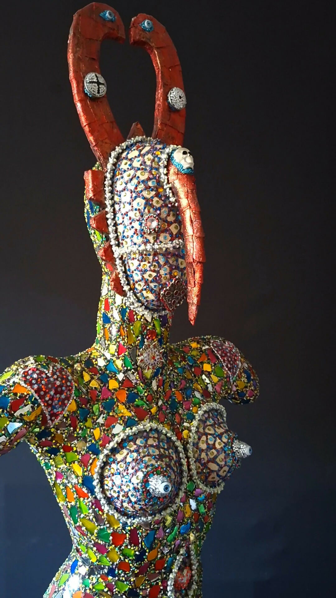 Contemporary Expressionist Figurative Mixed Media Mosaic Sculpture " AFRICAN QUEEN " Andru Fijalkowski