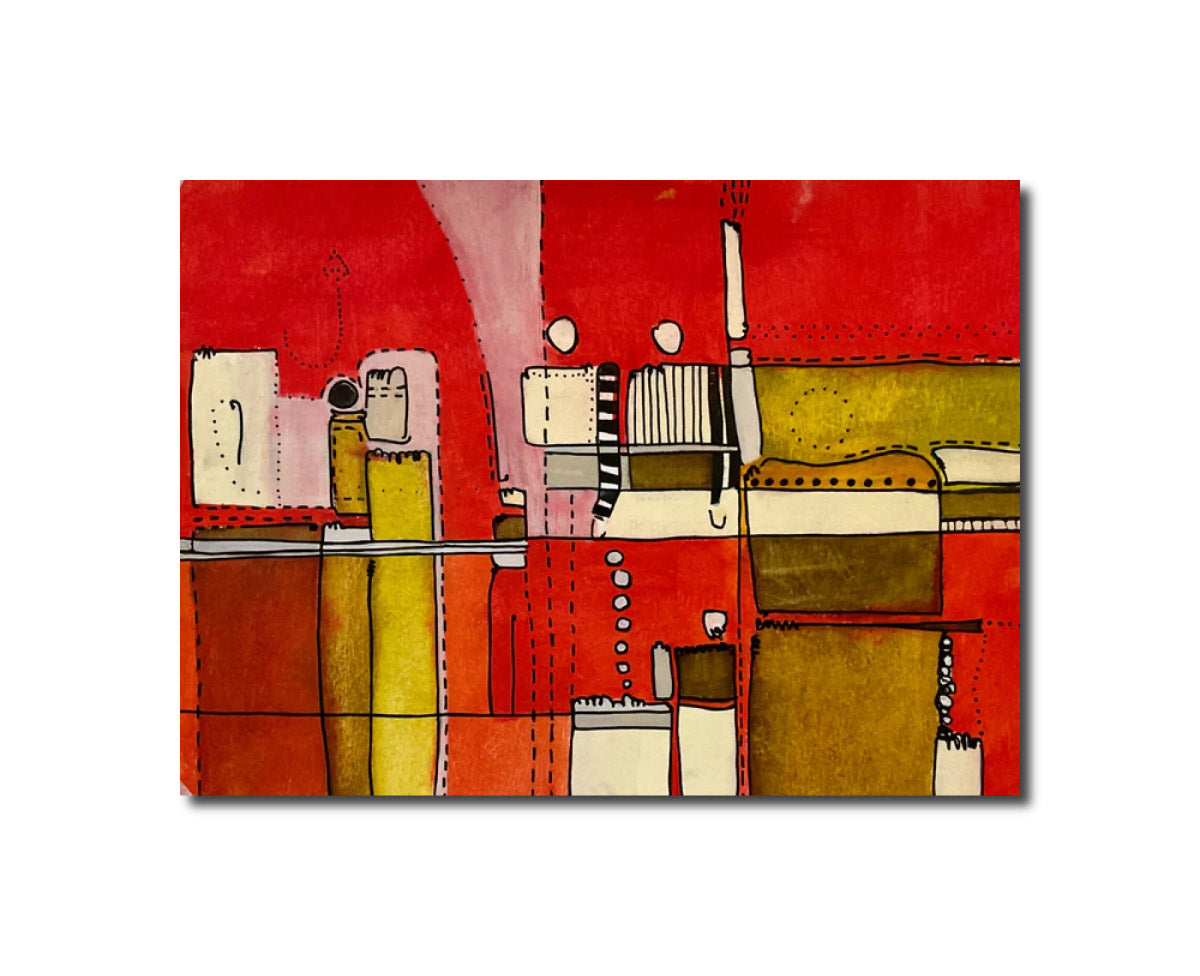 Abstract Acrylic Art Contemporary Expressionist Painting No title red Mariana Falcón