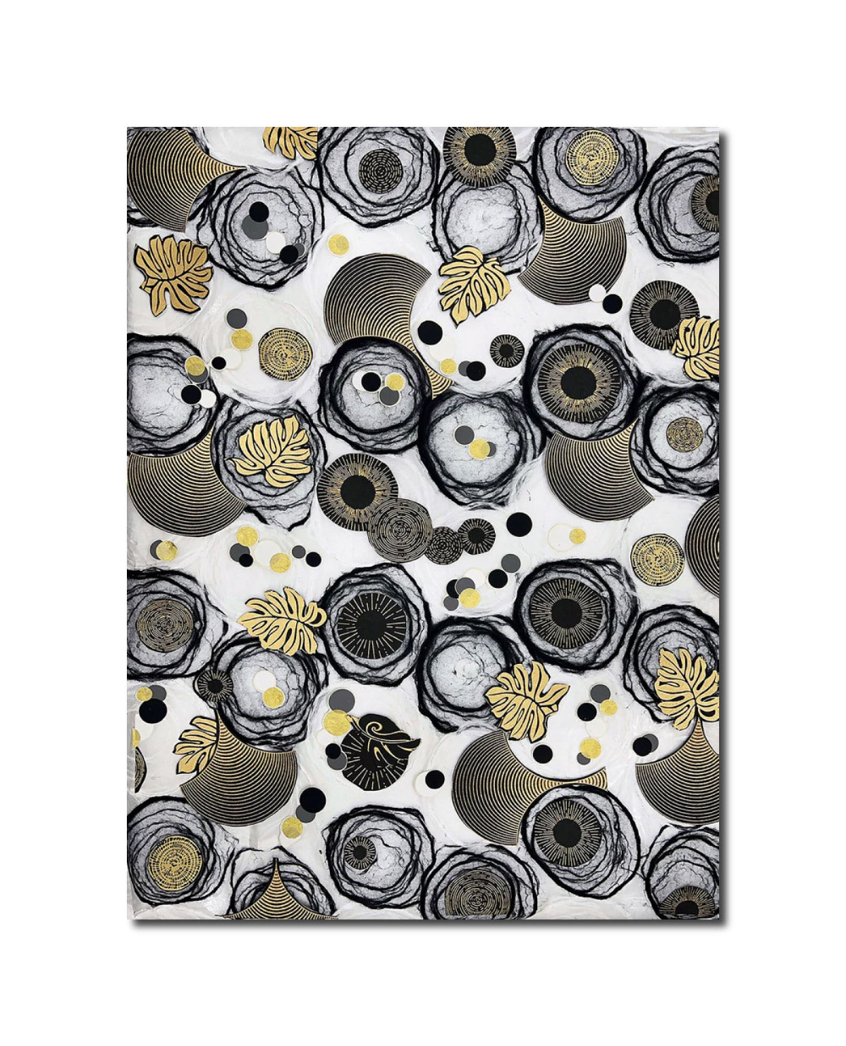 Abstract Collage Contemporary Mixed Media Black White and Gold Alice Harrison