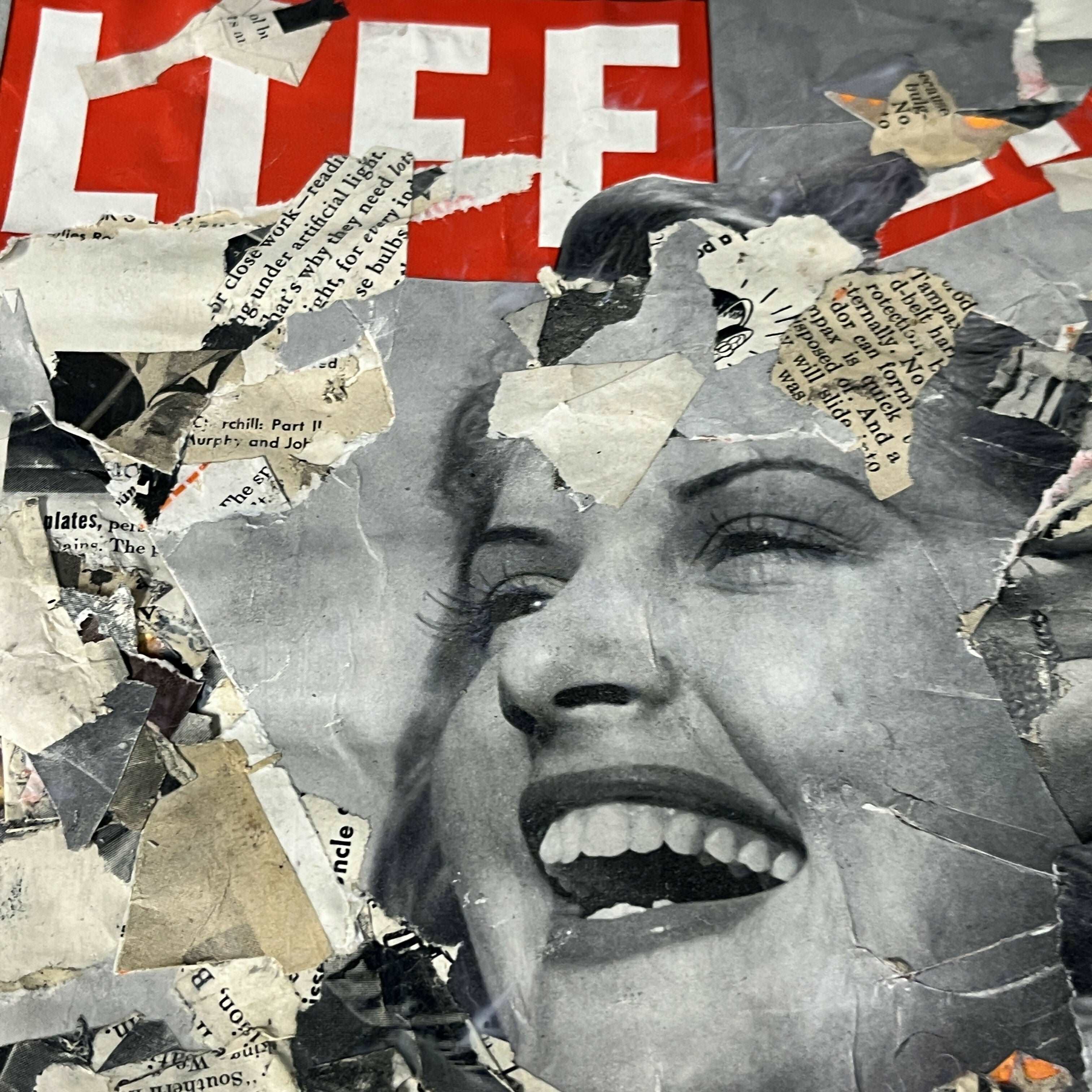 Abstract Collage Contemporary Mixed Media Painting "1945 May 28 Life Magazine" - Original Mixed Media Abstract Art Collage 11x14 Sam Lewis