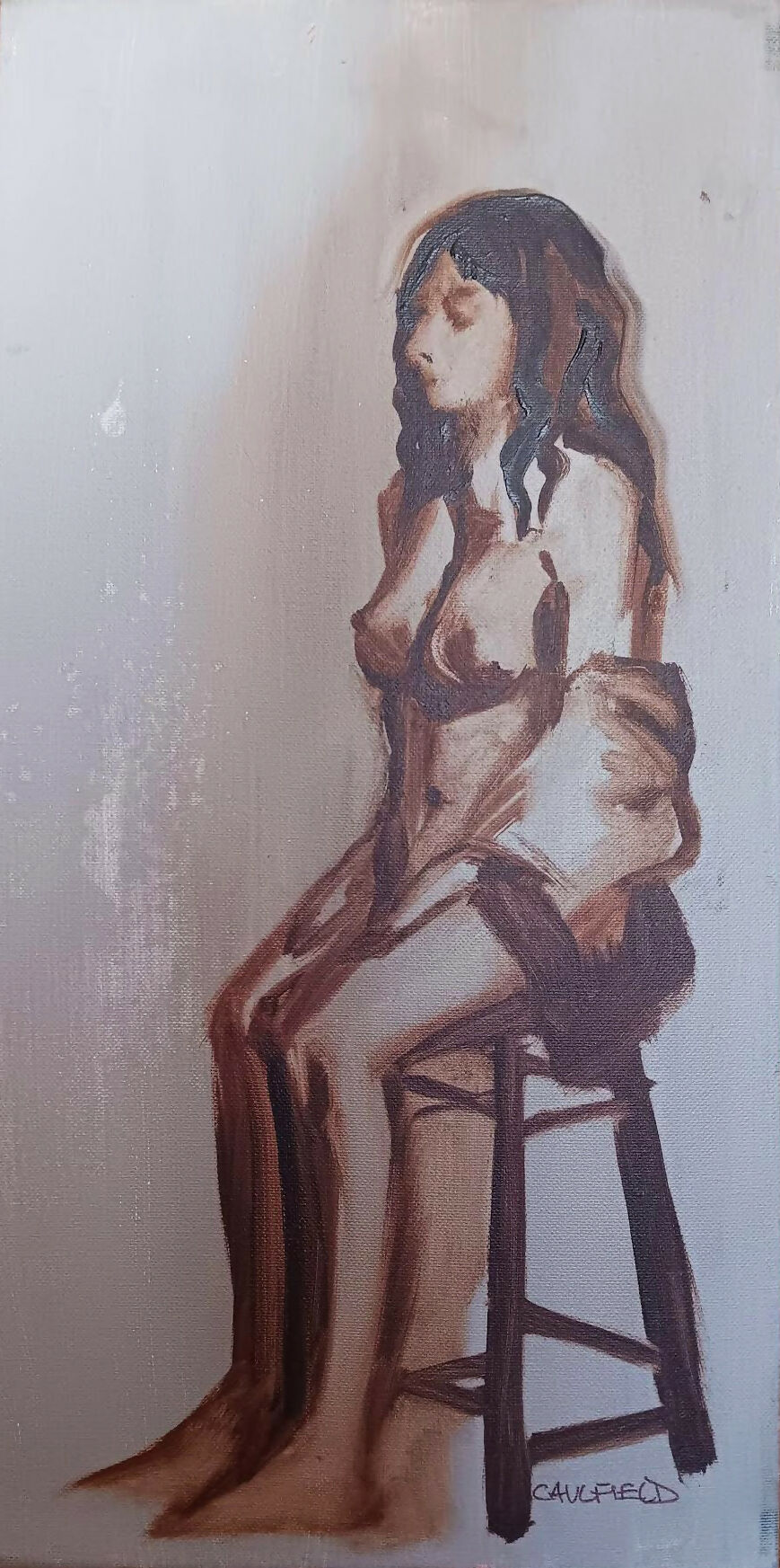 Art Figurative Oil Painting Nude Seated Heather Caulfield