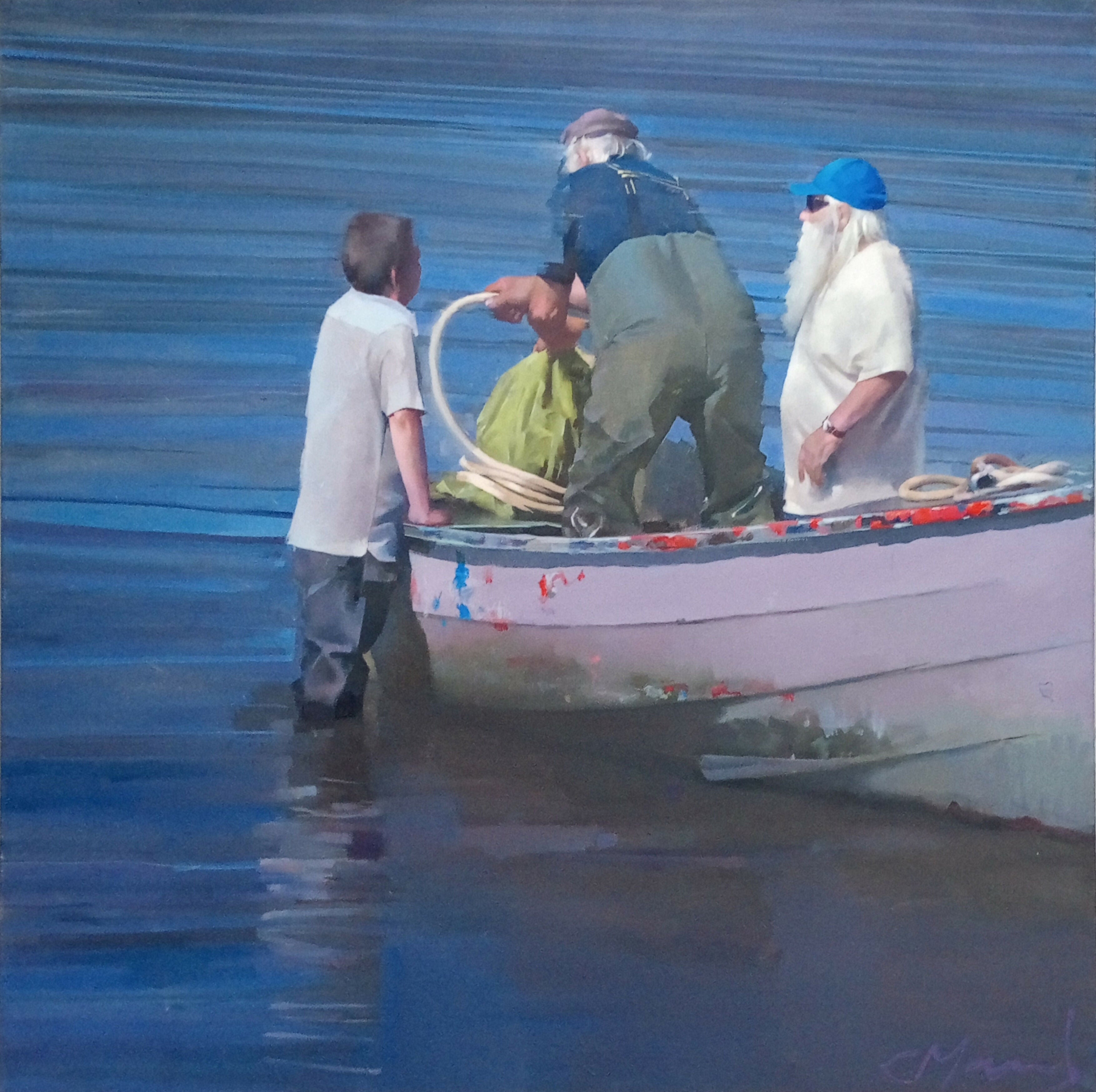 Contemporary Figurative Oil Painting Seascape The Catch Chris Macauley