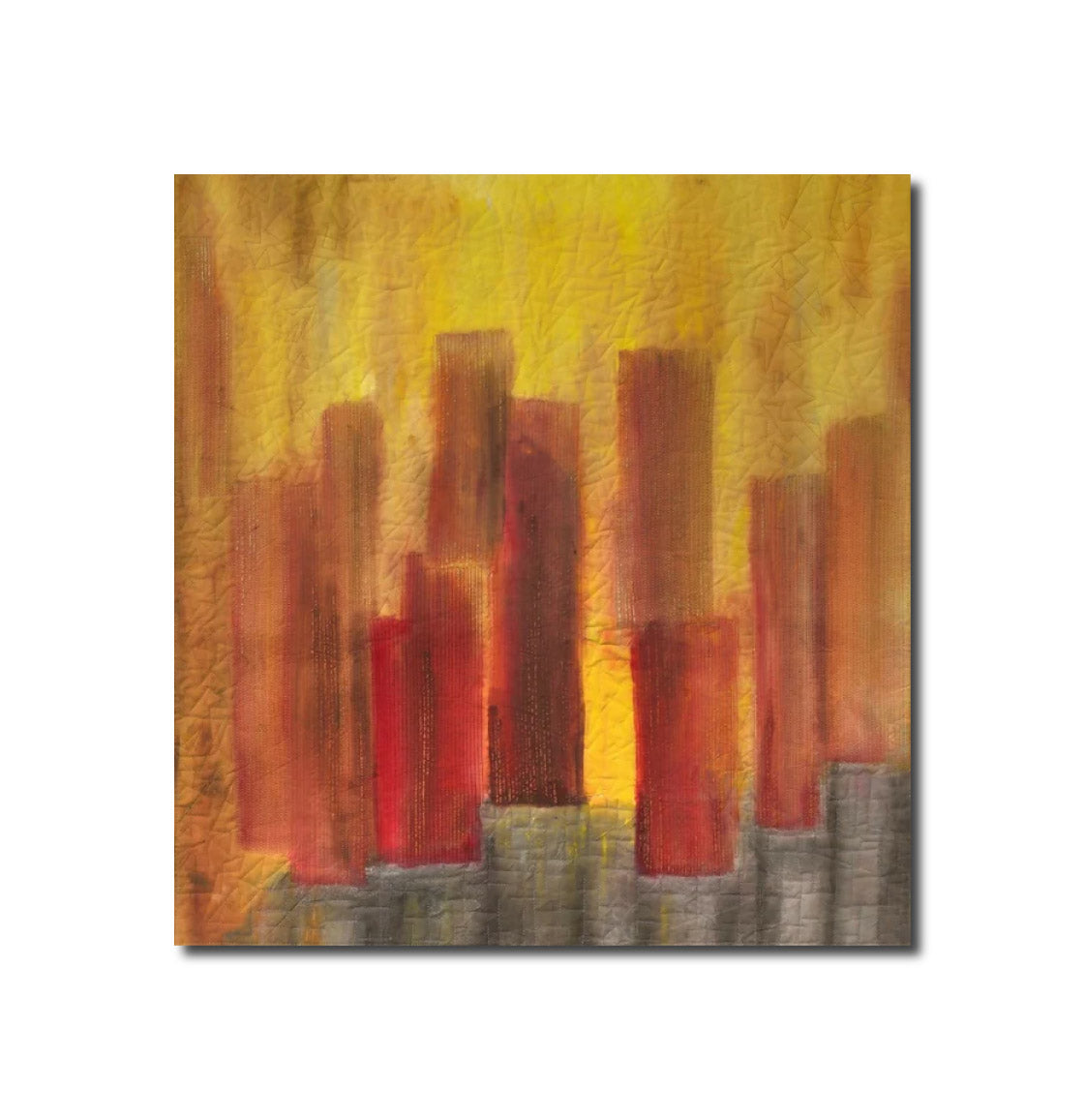 Acrylic Art Bronze Contemporary Figurative Mixed Media BLAZING CITYSCAPE ArtinQuilts - Etsy shop